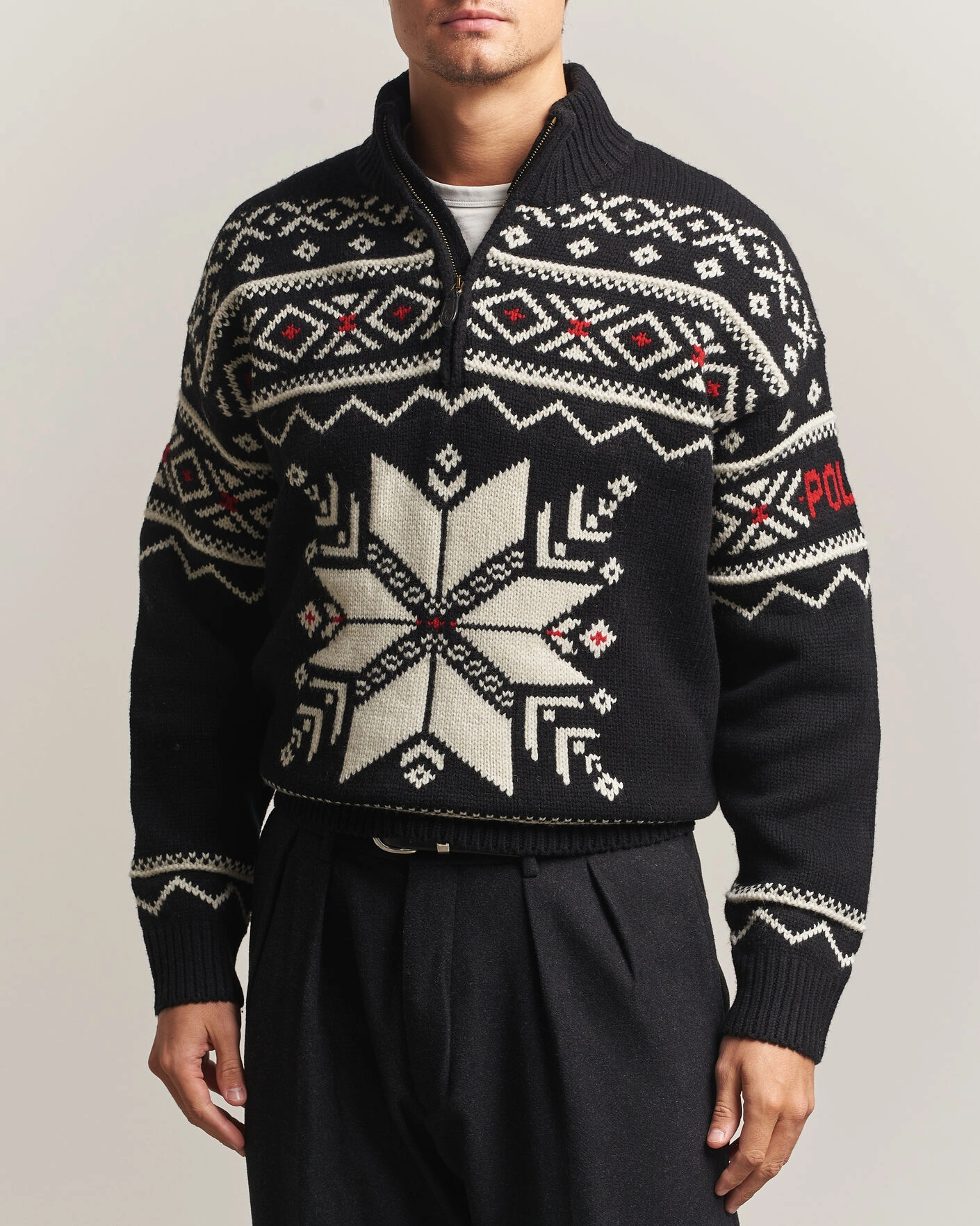 Herr | Tröjor | Polo Ralph Lauren | Wool Cotton Blend Sweater Black Combo