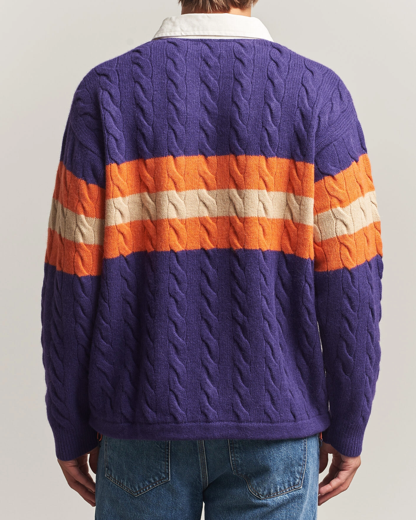 Herr | Tröjor | Polo Ralph Lauren | Wool Blend Cable Knitted Polo Purple Combo