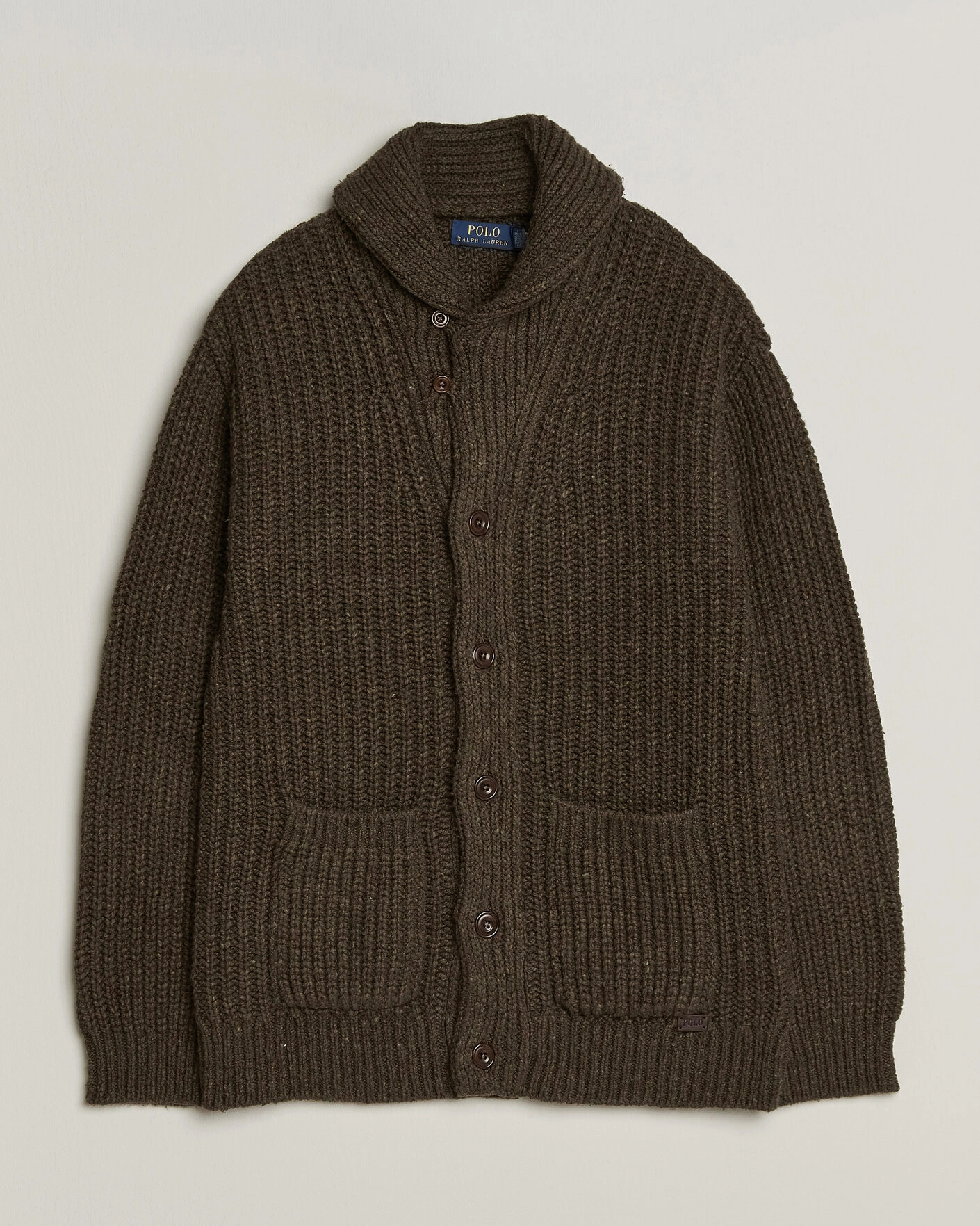 Herr | Tröjor | Polo Ralph Lauren | Wool Blend Shawl Collar Cardigan Olive Brown Marl