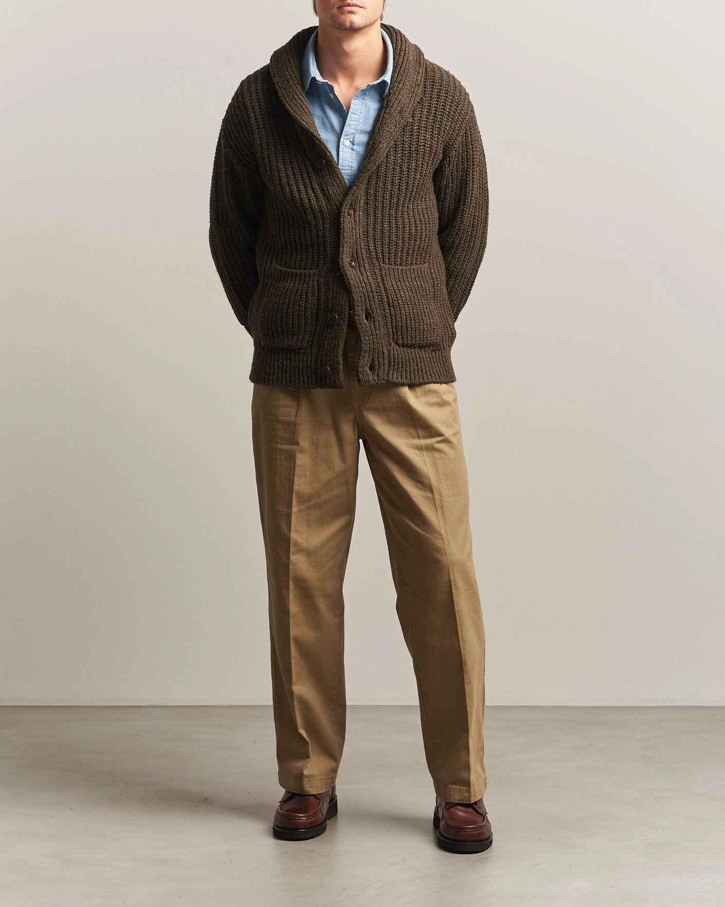 Herr | Tröjor | Polo Ralph Lauren | Wool Blend Shawl Collar Cardigan Olive Brown Marl
