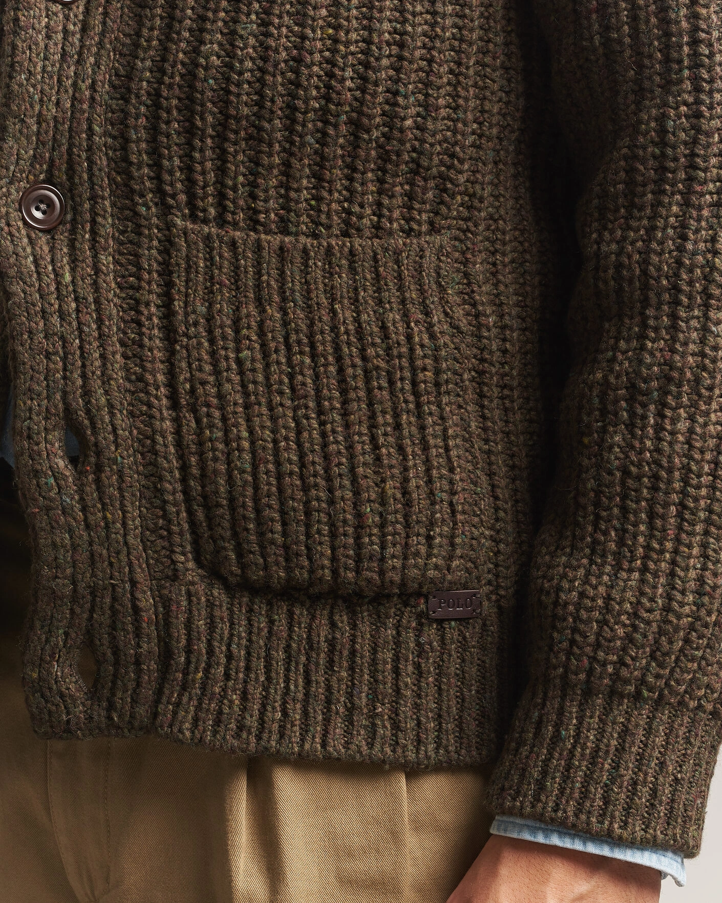 Herr | Tröjor | Polo Ralph Lauren | Wool Blend Shawl Collar Cardigan Olive Brown Marl