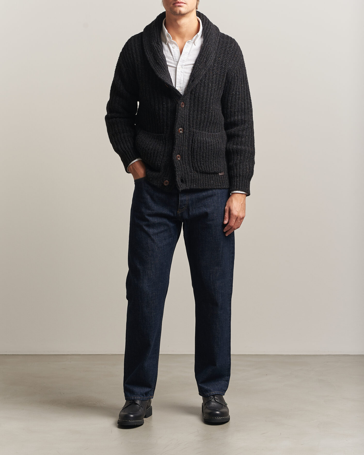 Herr | Tröjor | Polo Ralph Lauren | Wool Blend Shawl Collar Cardigan Black Marl