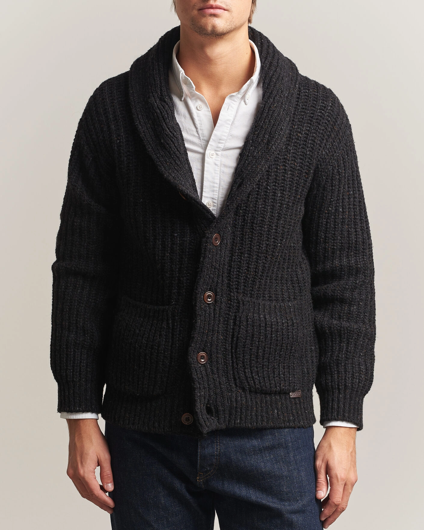 Herr | Tröjor | Polo Ralph Lauren | Wool Blend Shawl Collar Cardigan Black Marl
