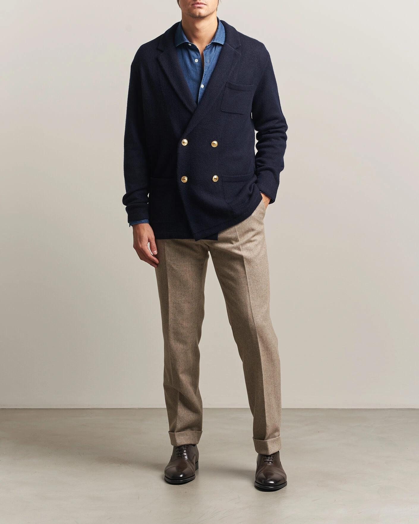 Herr | Tröjor | Polo Ralph Lauren | Double Breasted Cashmere Cardigan Aviator Navy