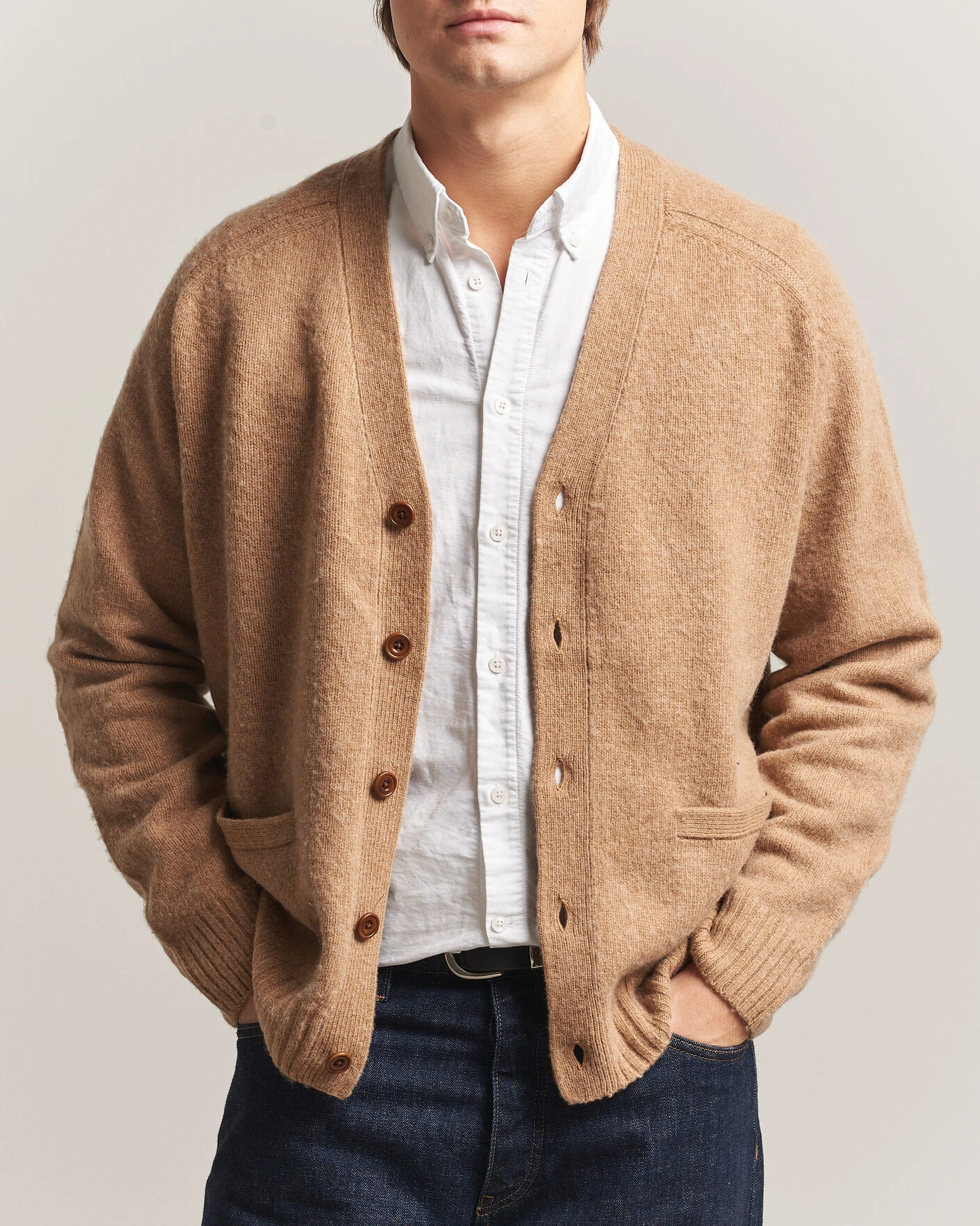 Herr | Tröjor | Polo Ralph Lauren | Wool/Cashmere Patch Cardigan Crouton Tan Heather