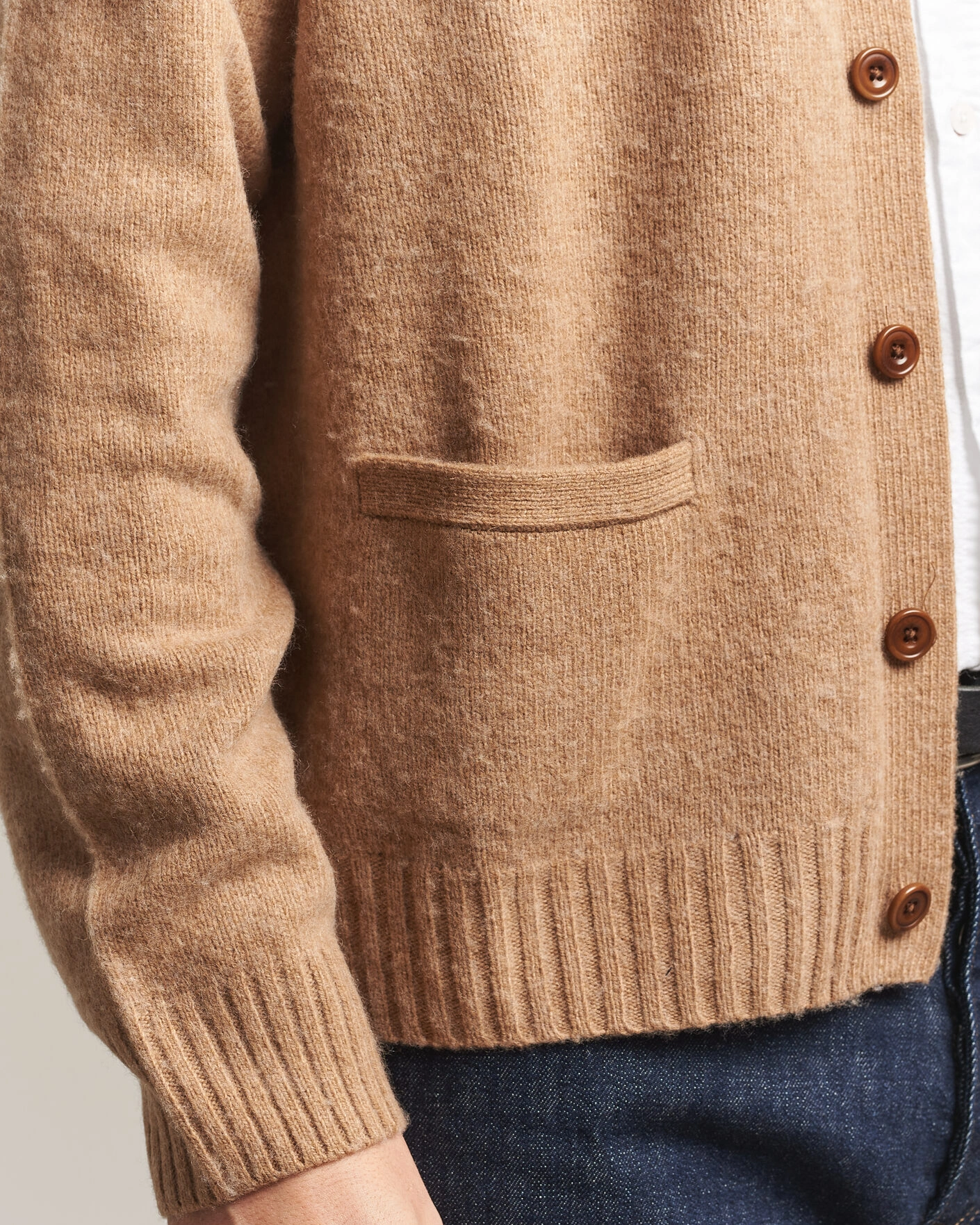 Herr | Tröjor | Polo Ralph Lauren | Wool/Cashmere Patch Cardigan Crouton Tan Heather