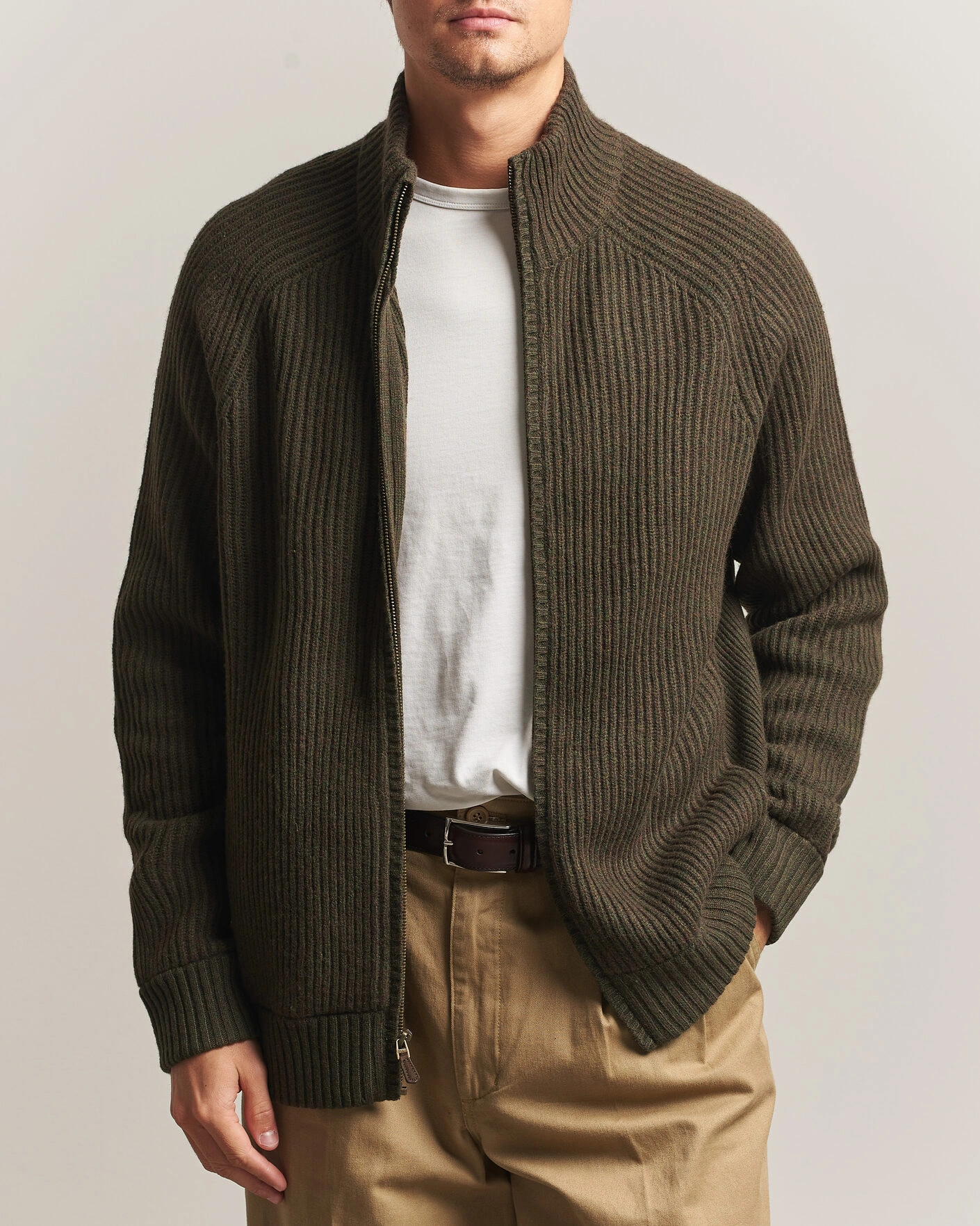 Herr | Tröjor | Polo Ralph Lauren | Wool/Cashmere Full-Zip Ekanite Olive Heather
