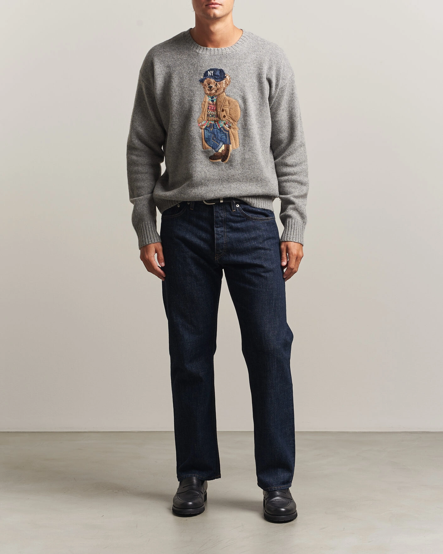 Herr | Tröjor | Polo Ralph Lauren | Wool Blend Bear Sweater Grey Combo