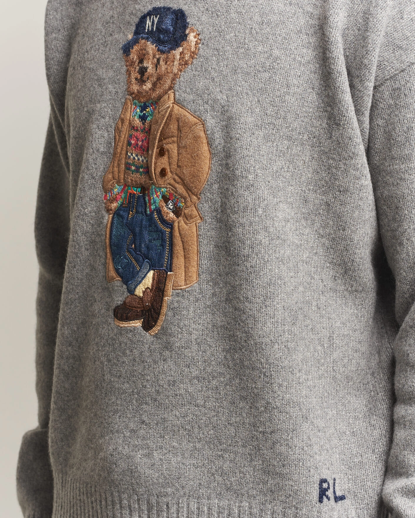 Herr | Tröjor | Polo Ralph Lauren | Wool Blend Bear Sweater Grey Combo