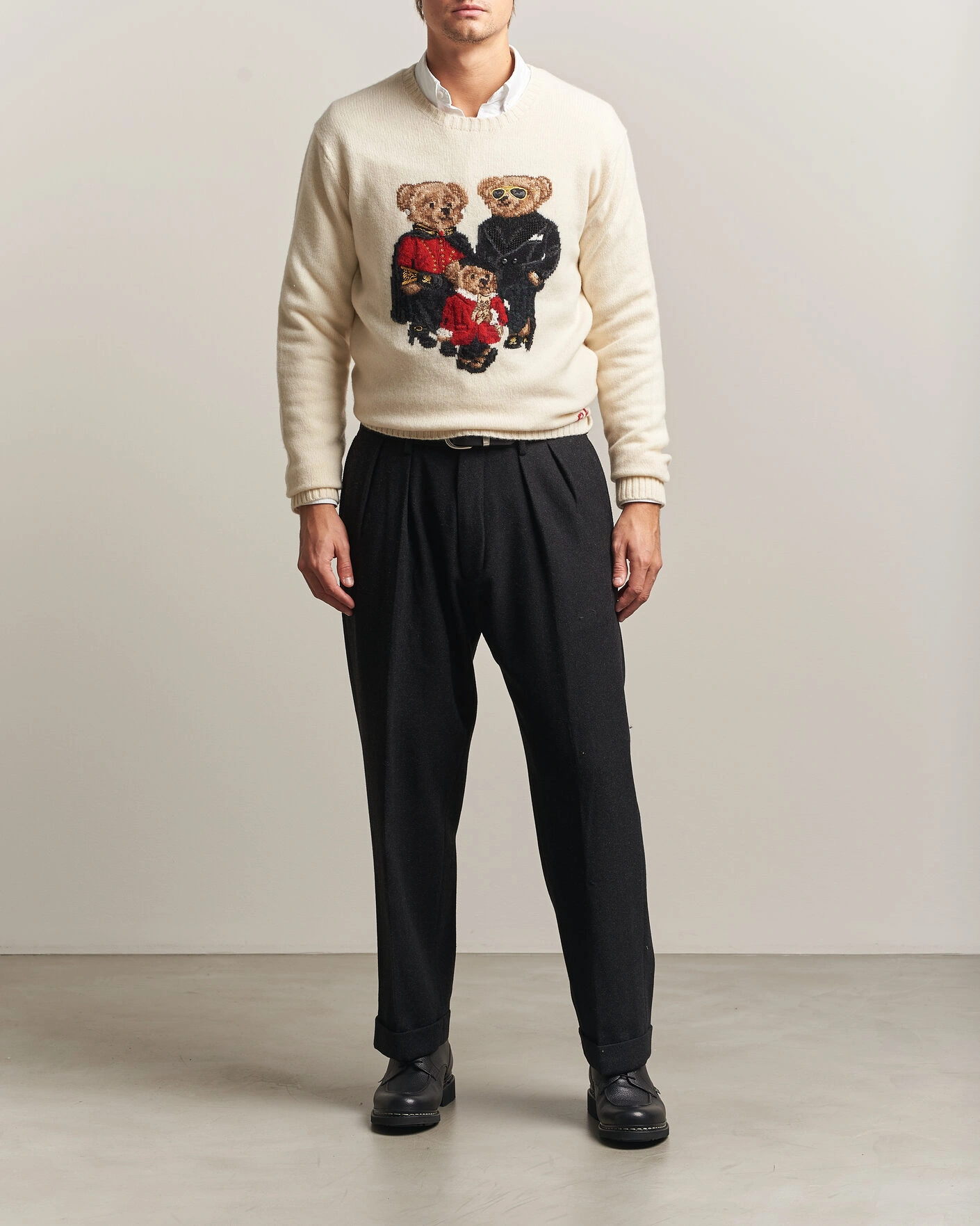 Herr | Tröjor | Polo Ralph Lauren | Wool Blend Bear Sweater Authentic Cream