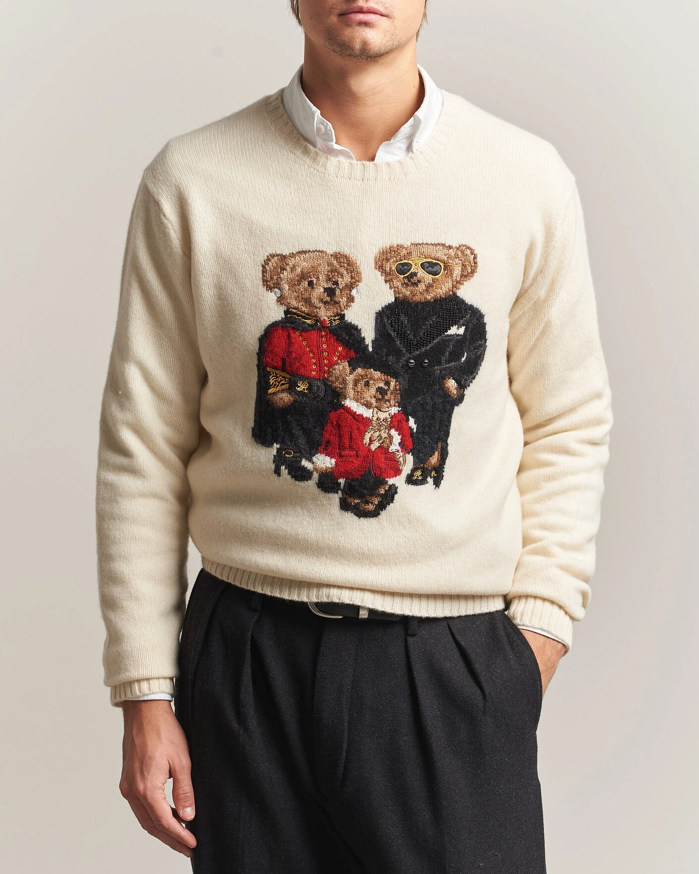 Herr | Tröjor | Polo Ralph Lauren | Wool Blend Bear Sweater Authentic Cream