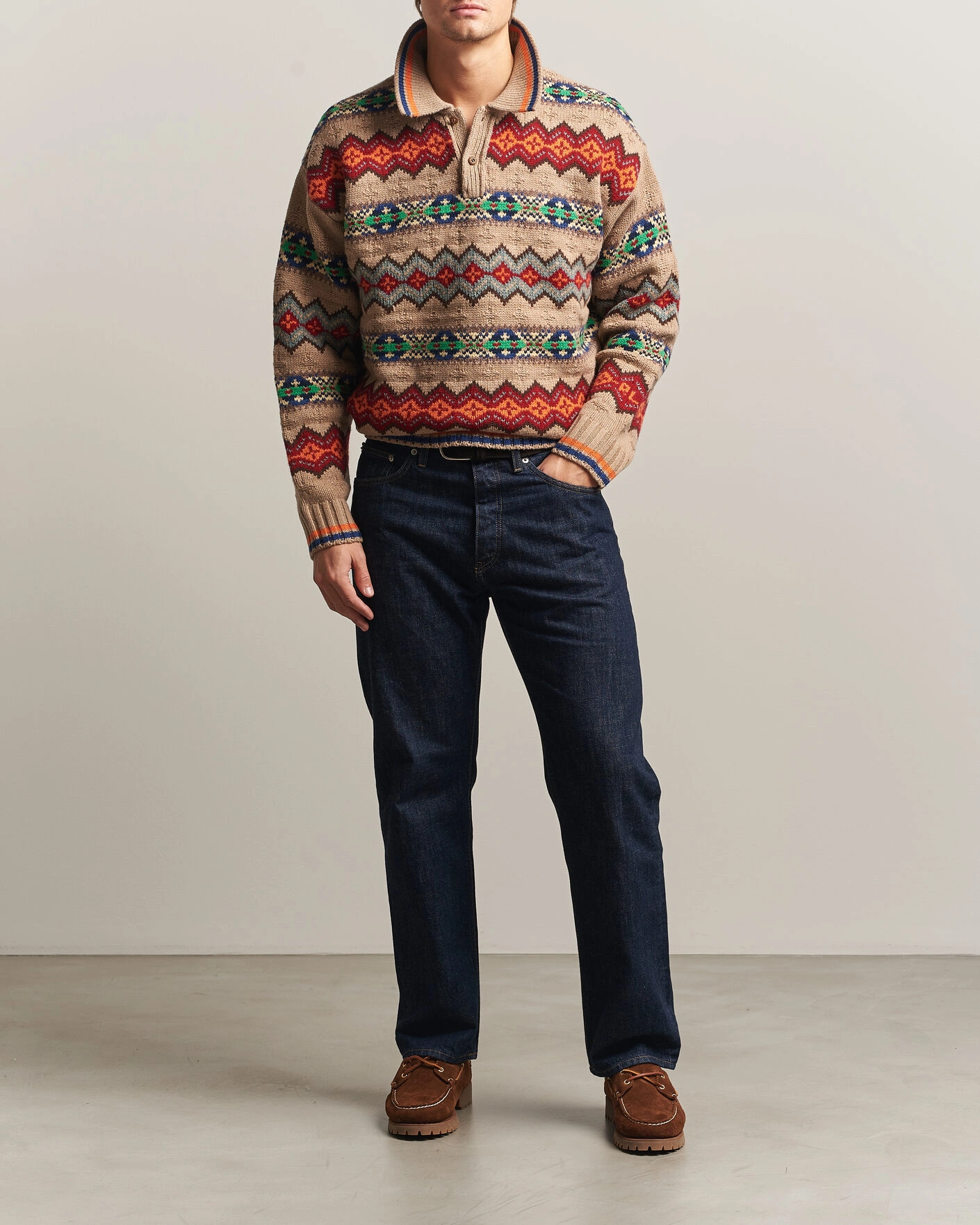 Herr | Tröjor | Polo Ralph Lauren | Litchfield Wool Blend Sweater Tan Multi