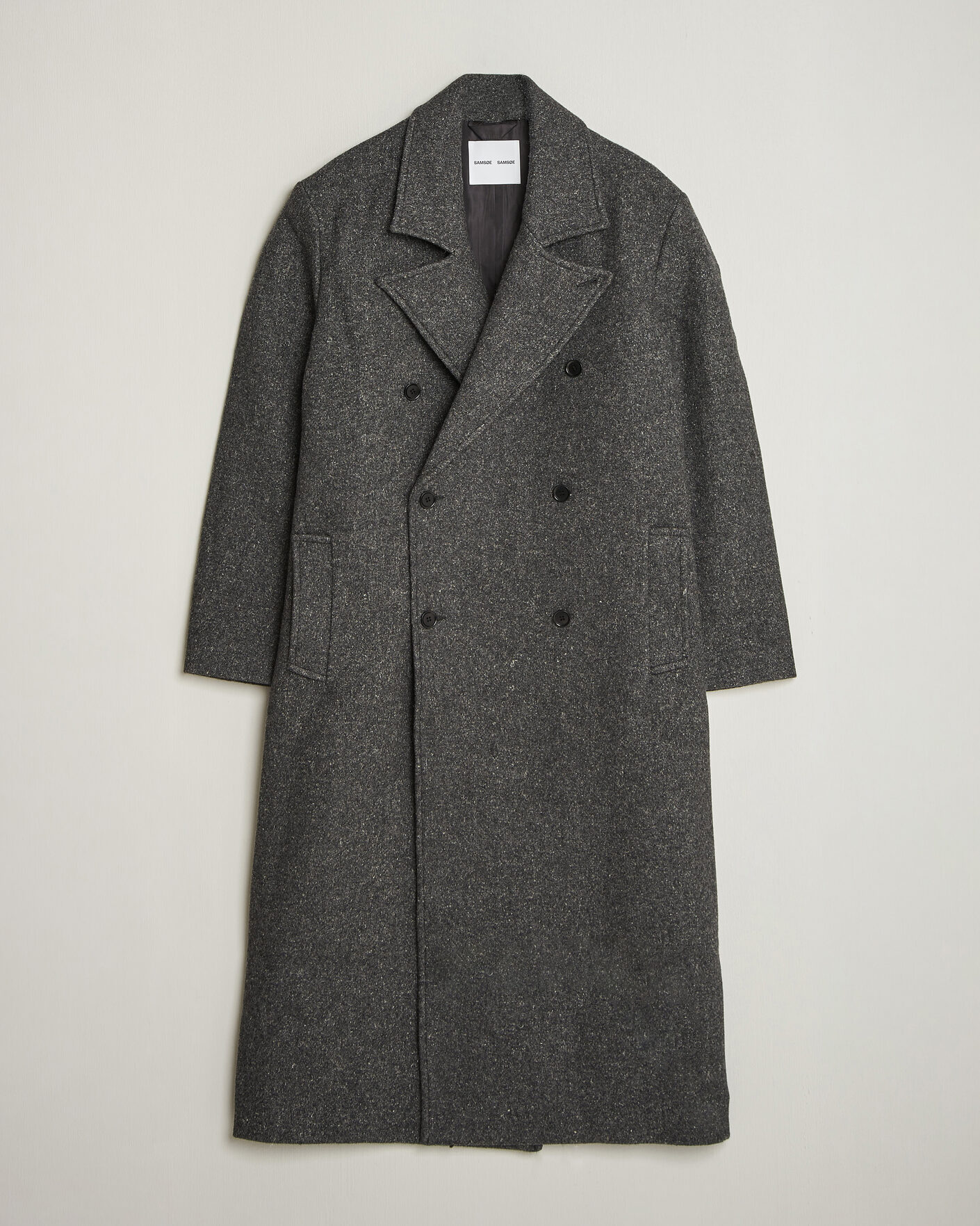 Herr | Jackor | Samsøe Samsøe | Vince Wool Double Breasted Coat Dark Grey Melange