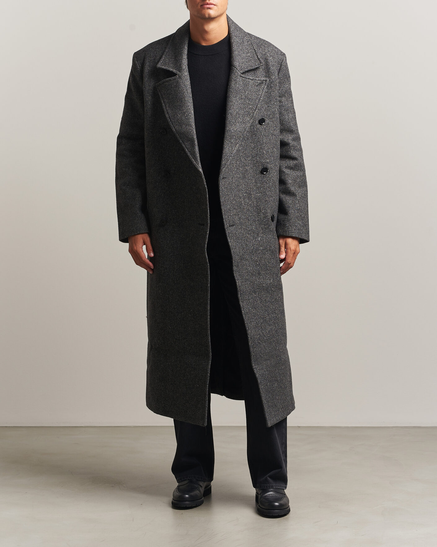 Herr | Jackor | Samsøe Samsøe | Vince Wool Double Breasted Coat Dark Grey Melange