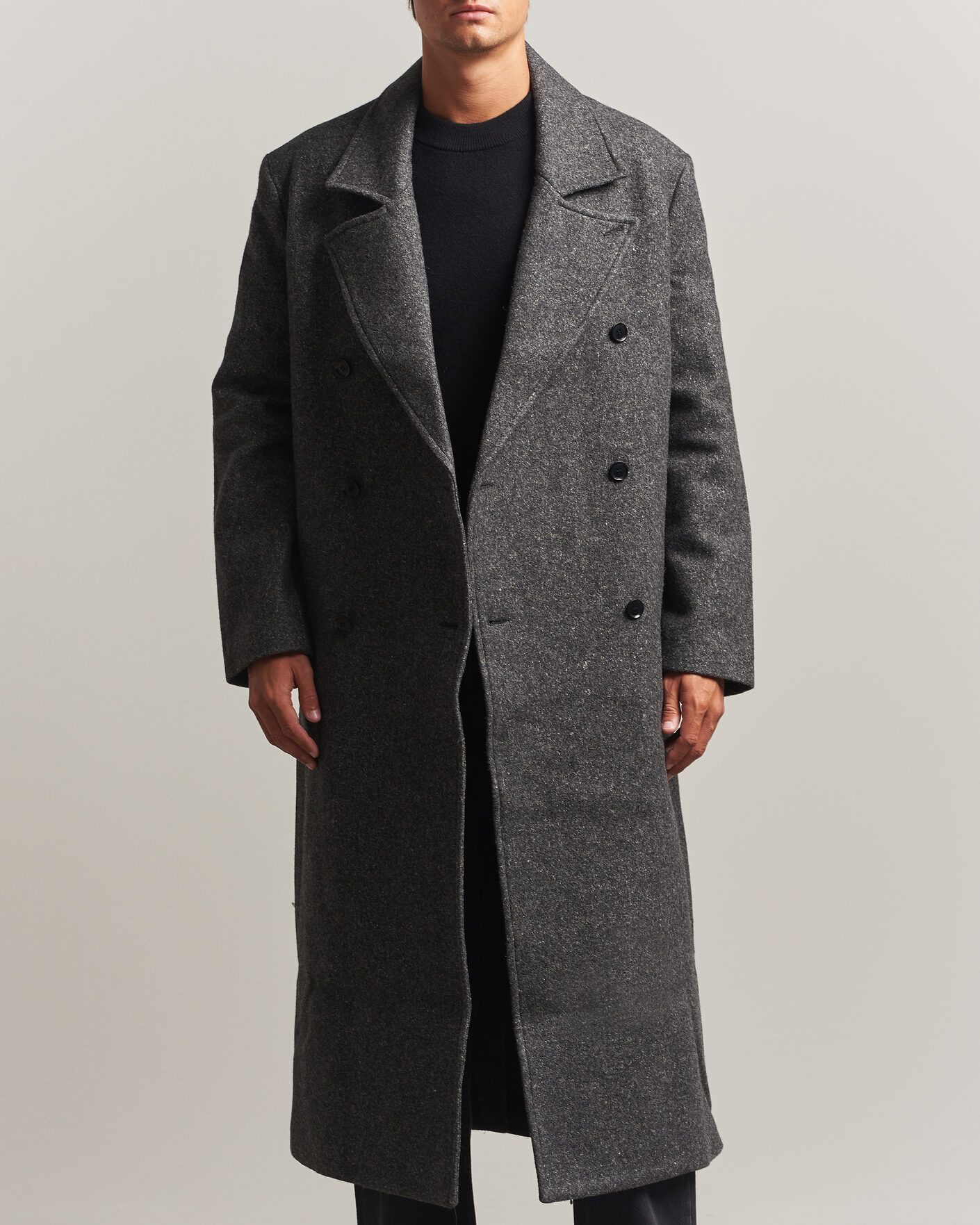 Herr | Jackor | Samsøe Samsøe | Vince Wool Double Breasted Coat Dark Grey Melange