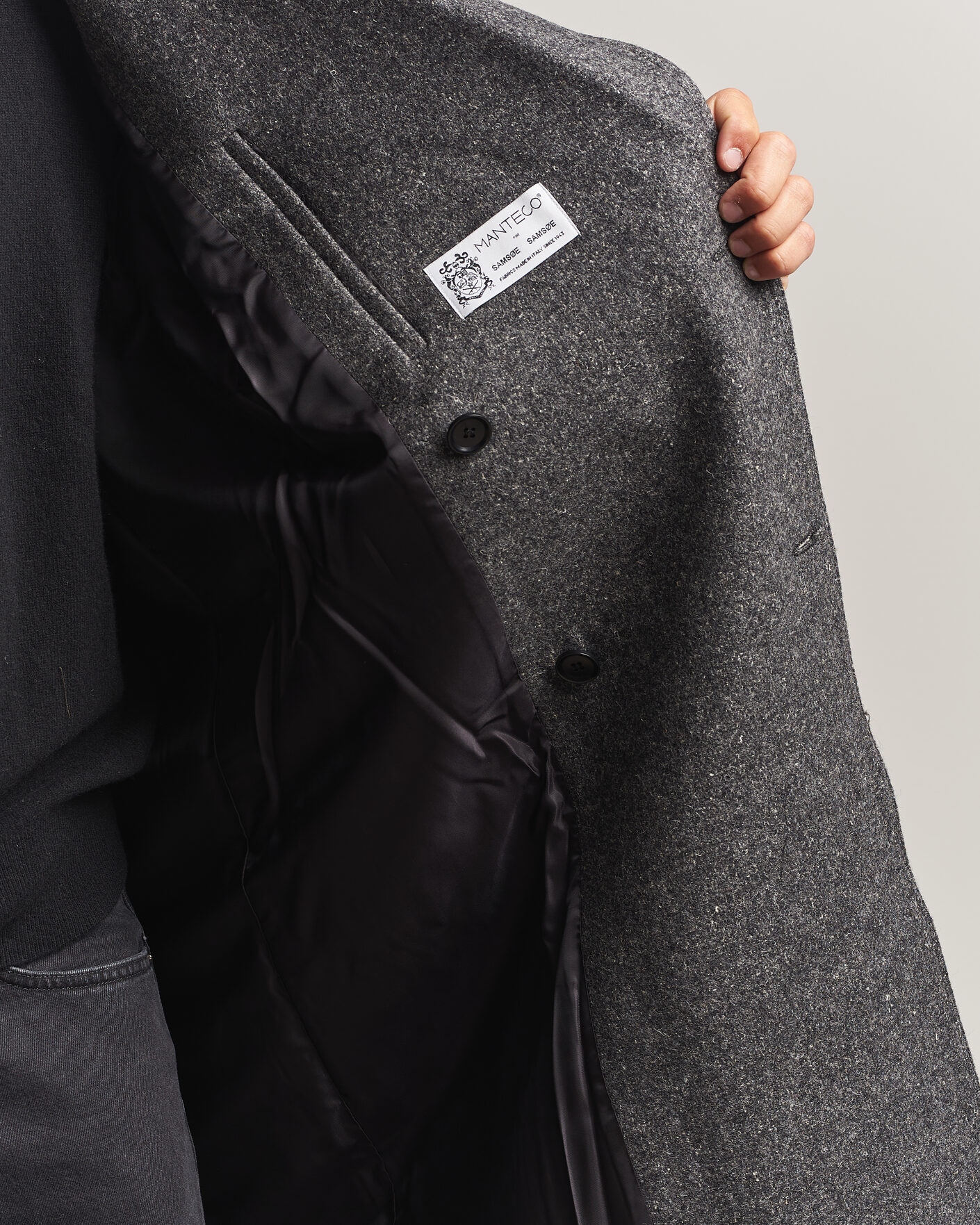 Herr | Jackor | Samsøe Samsøe | Vince Wool Double Breasted Coat Dark Grey Melange