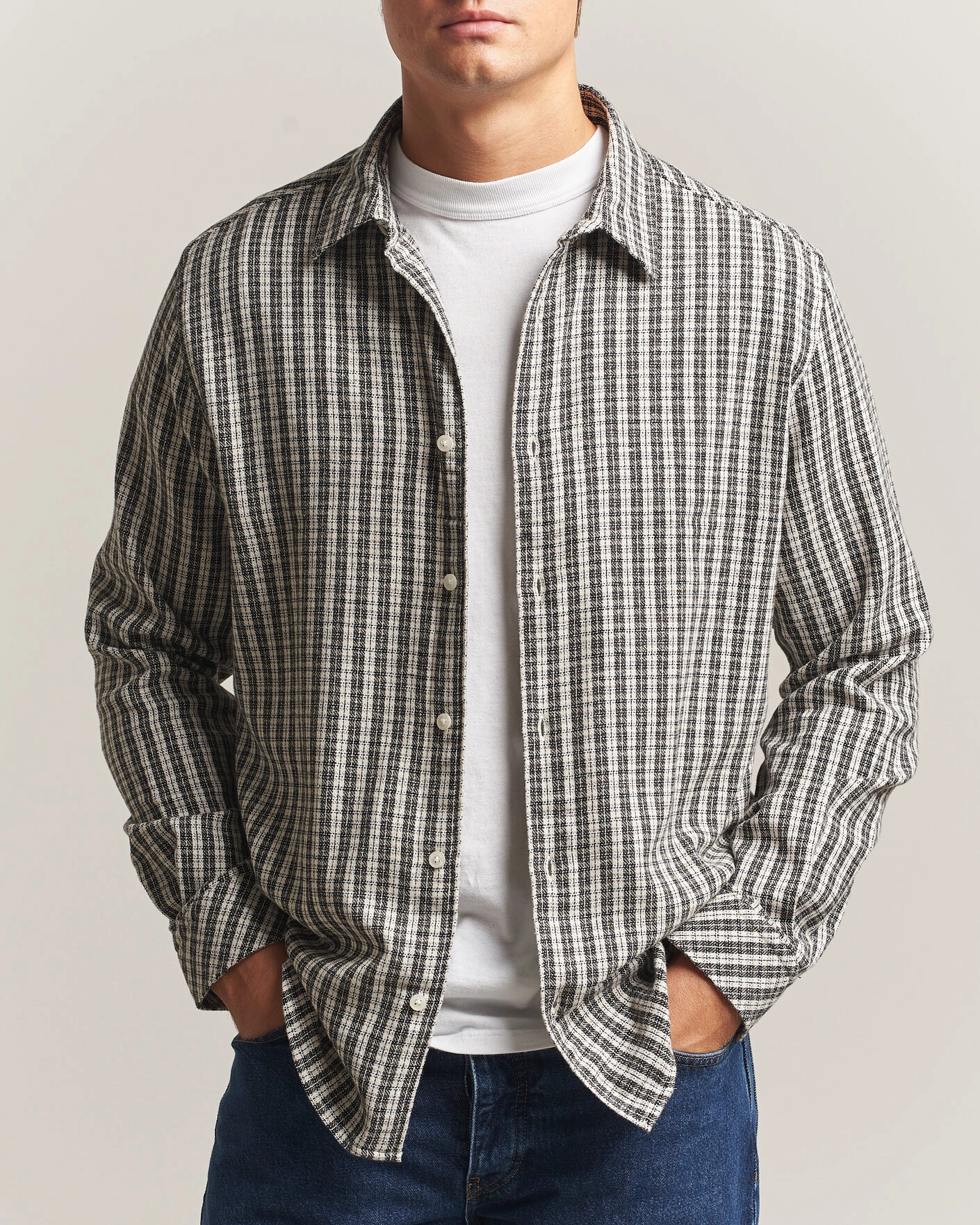 Herr | Skjortor | Samsøe Samsøe | Ryan Brushed Cotton Checked Shirt Brown