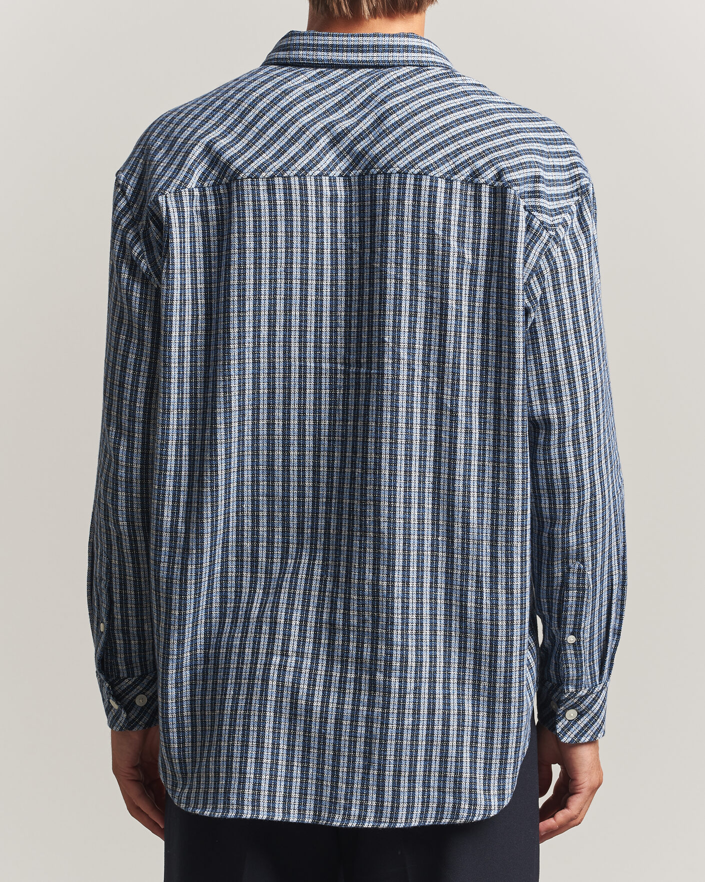 Herr | Skjortor | Samsøe Samsøe | Luan Brushed Cotton Checked Shirt Cyaneus
