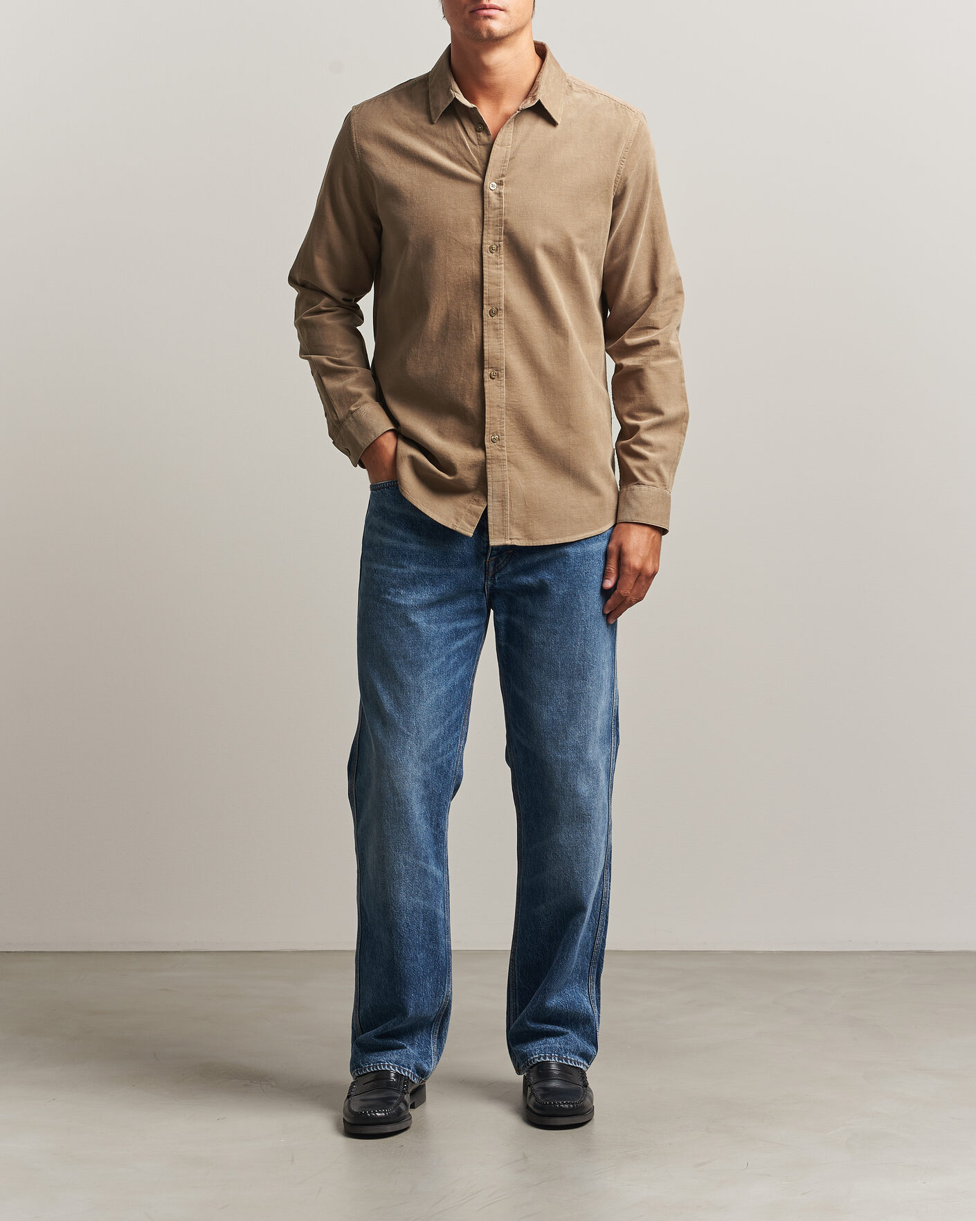 Herr | Skjortor | Samsøe Samsøe | Liam Baby Cord Shirt Lead Gray