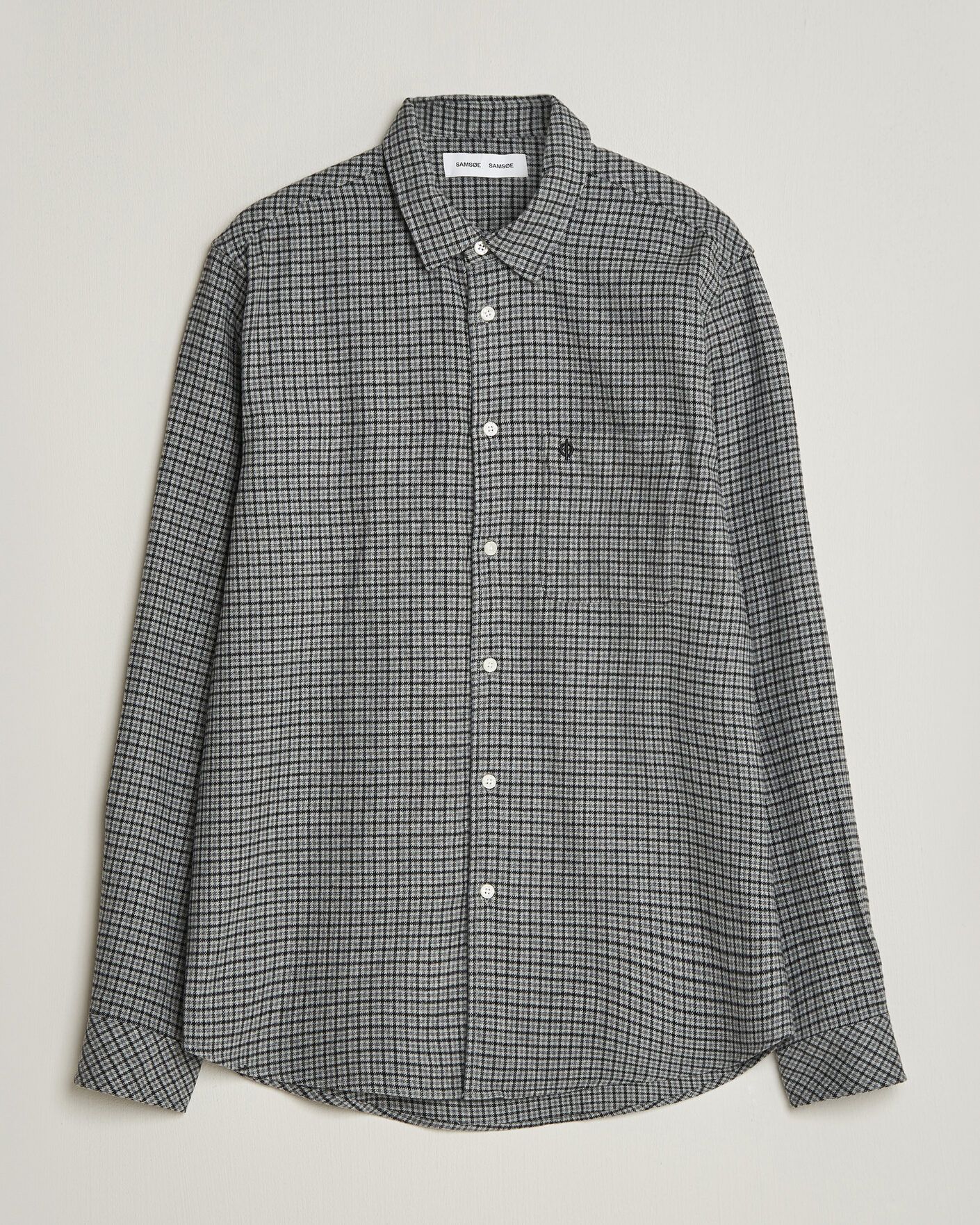 Herr | Skjortor | Samsøe Samsøe | Liam Brushed Cotton Checked Shirt Grey Melange
