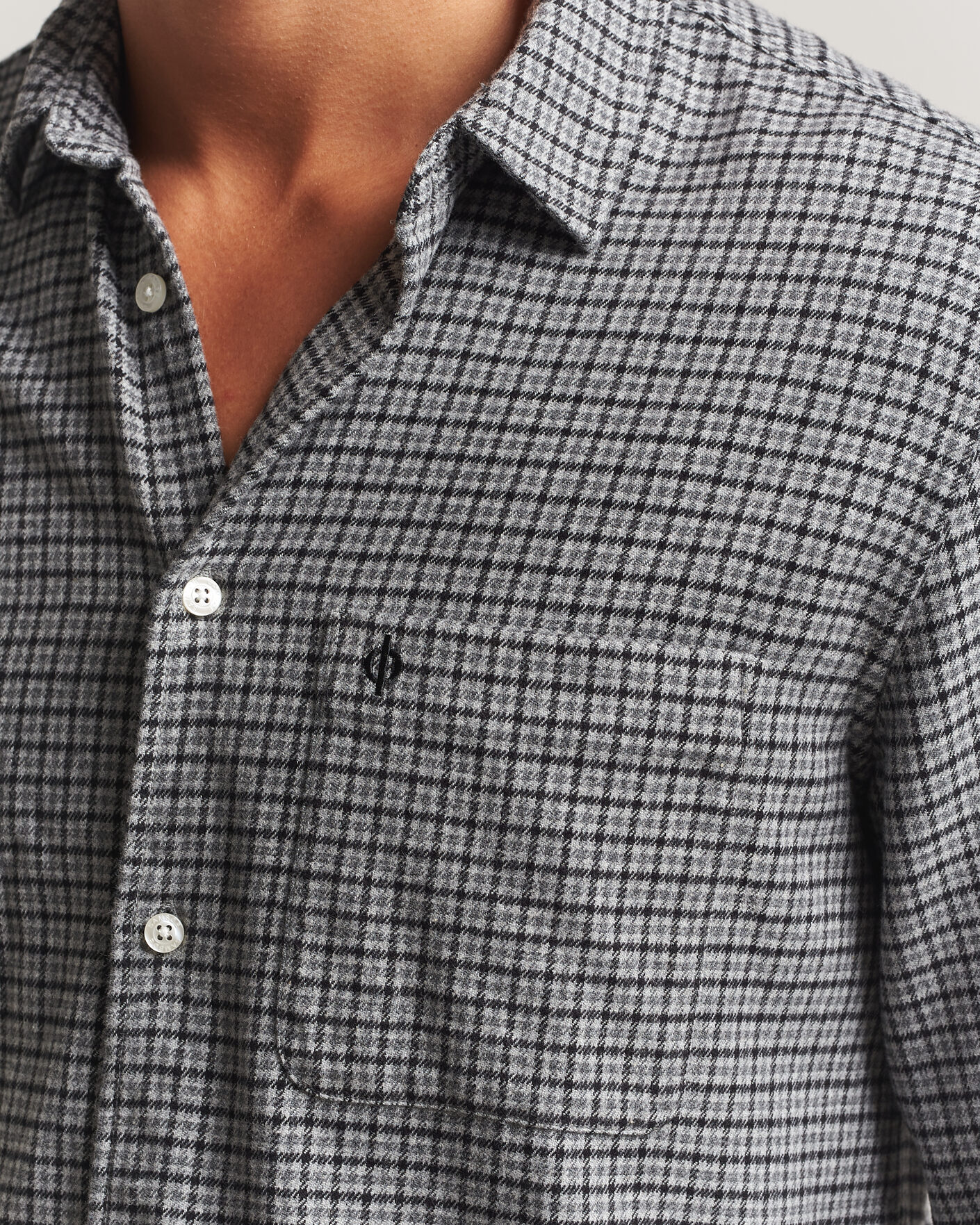 Herr | Skjortor | Samsøe Samsøe | Liam Brushed Cotton Checked Shirt Grey Melange