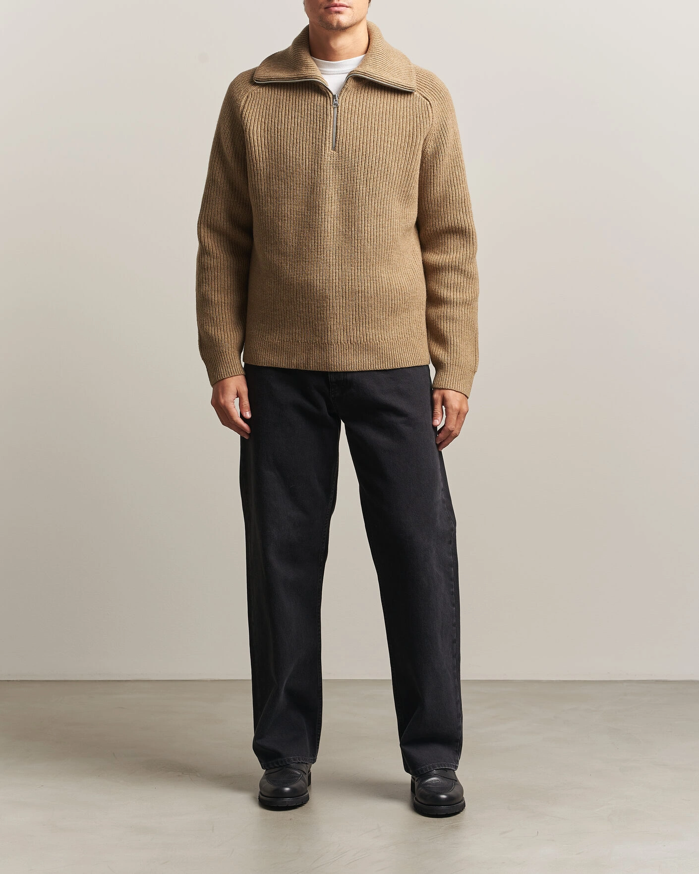 Herr | Tröjor | Samsøe Samsøe | Rick Wool Heavy Knitted Half Zip Lead Gray