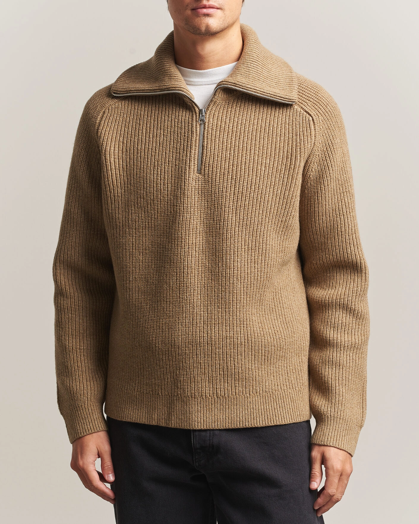 Herr | Tröjor | Samsøe Samsøe | Rick Wool Heavy Knitted Half Zip Lead Gray