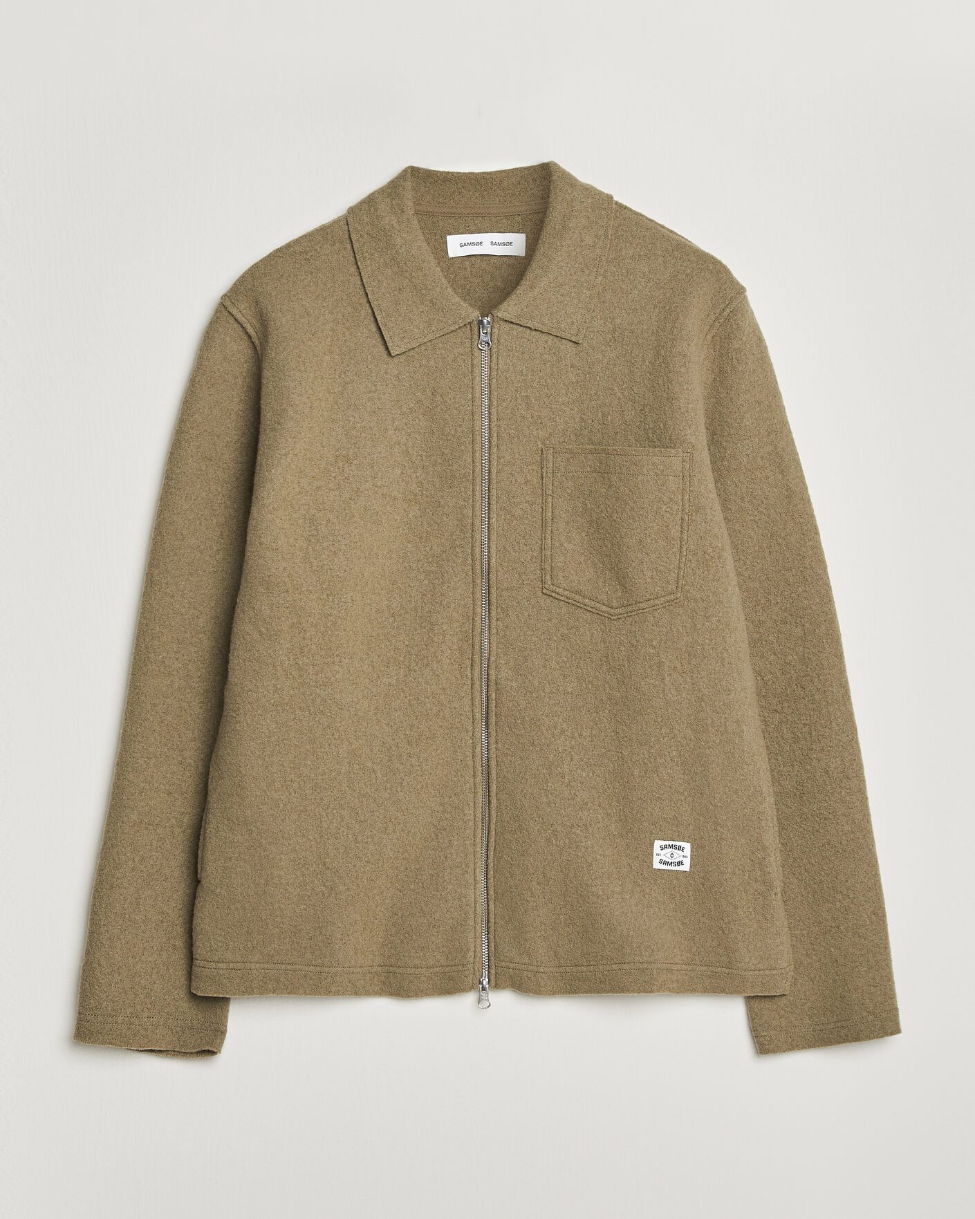 Herr | Tröjor | Samsøe Samsøe | Hannes Boiled Wool Full Zip Lead Gray