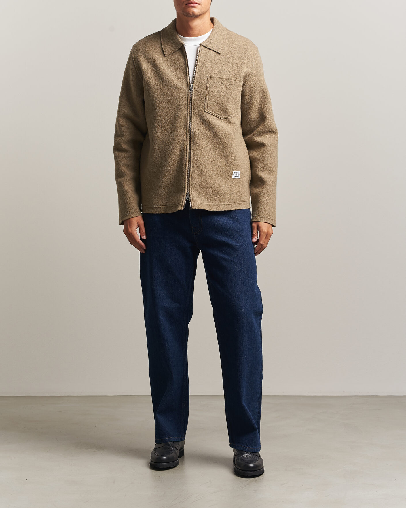 Herr | Tröjor | Samsøe Samsøe | Hannes Boiled Wool Full Zip Lead Gray