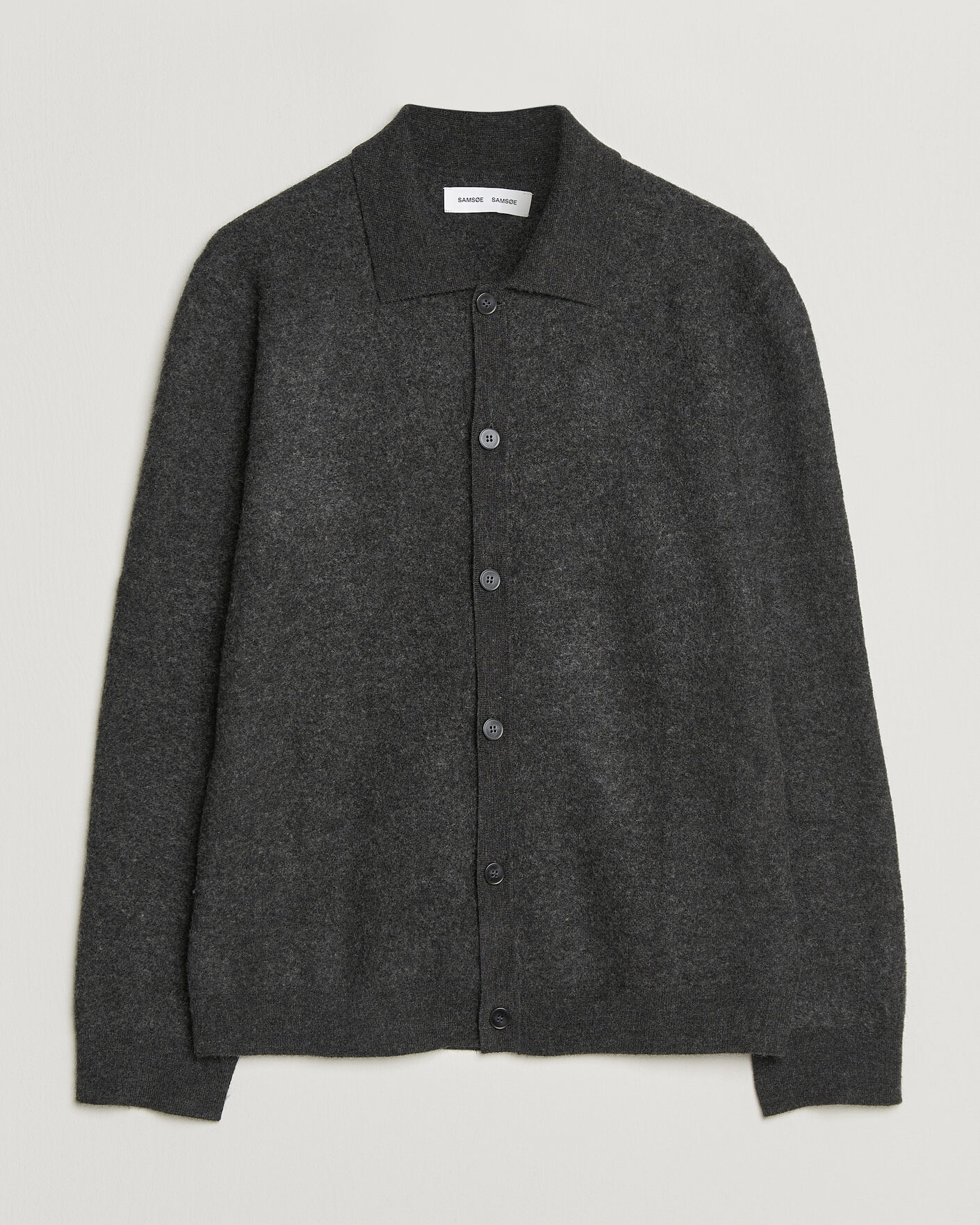 Herr | Tröjor | Samsøe Samsøe | Richard Wool Knitted Cardigan Dark Grey Melange
