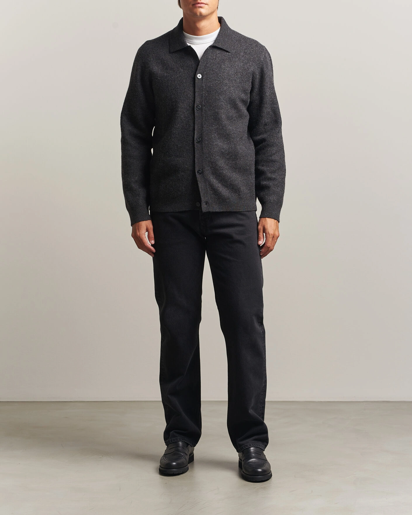 Herr |  | Samsøe Samsøe | Richard Wool Knitted Cardigan Dark Grey Melange