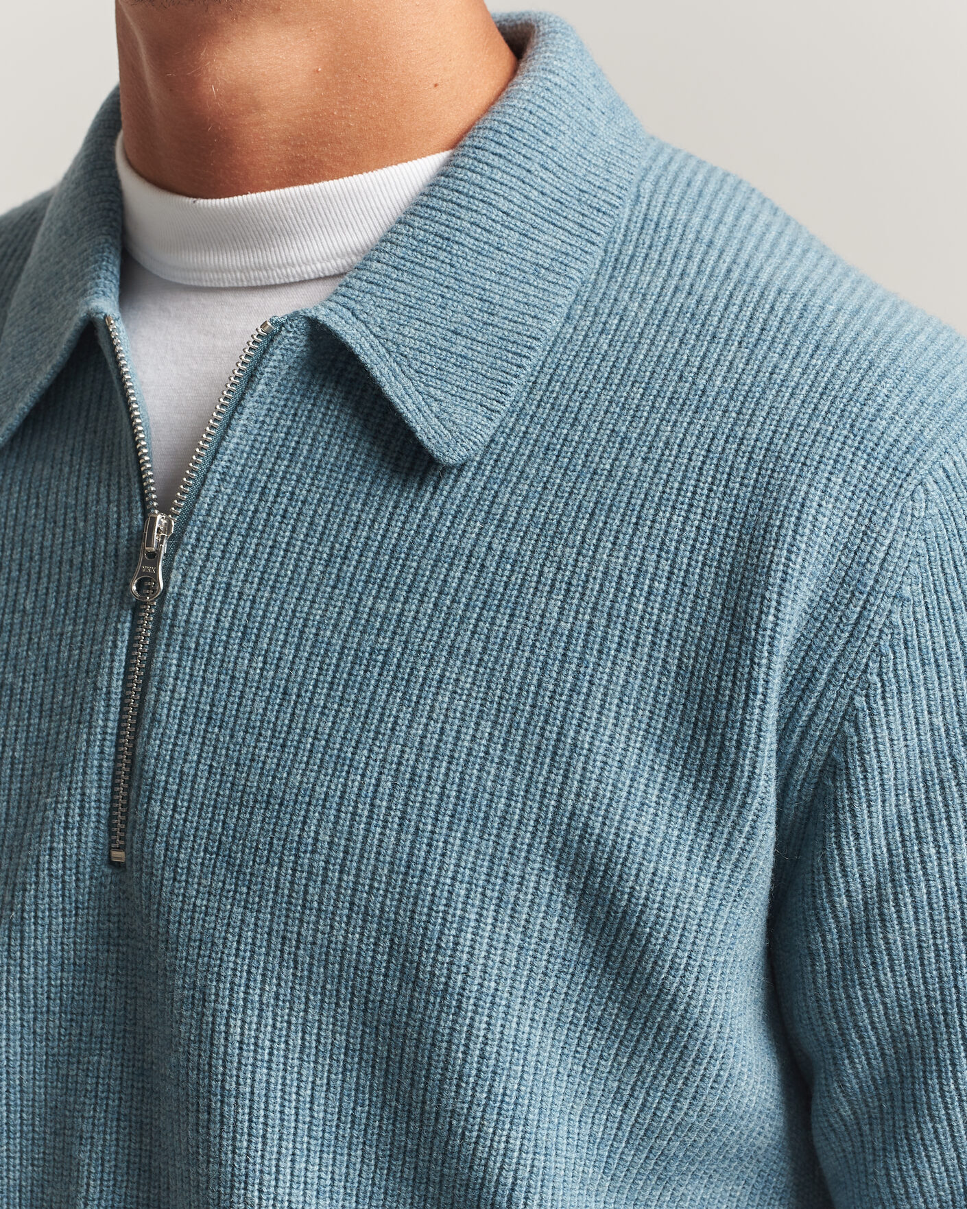 Herr | Tröjor | Samsøe Samsøe | Isak Knitted Half Zip Polo Stormy Sea