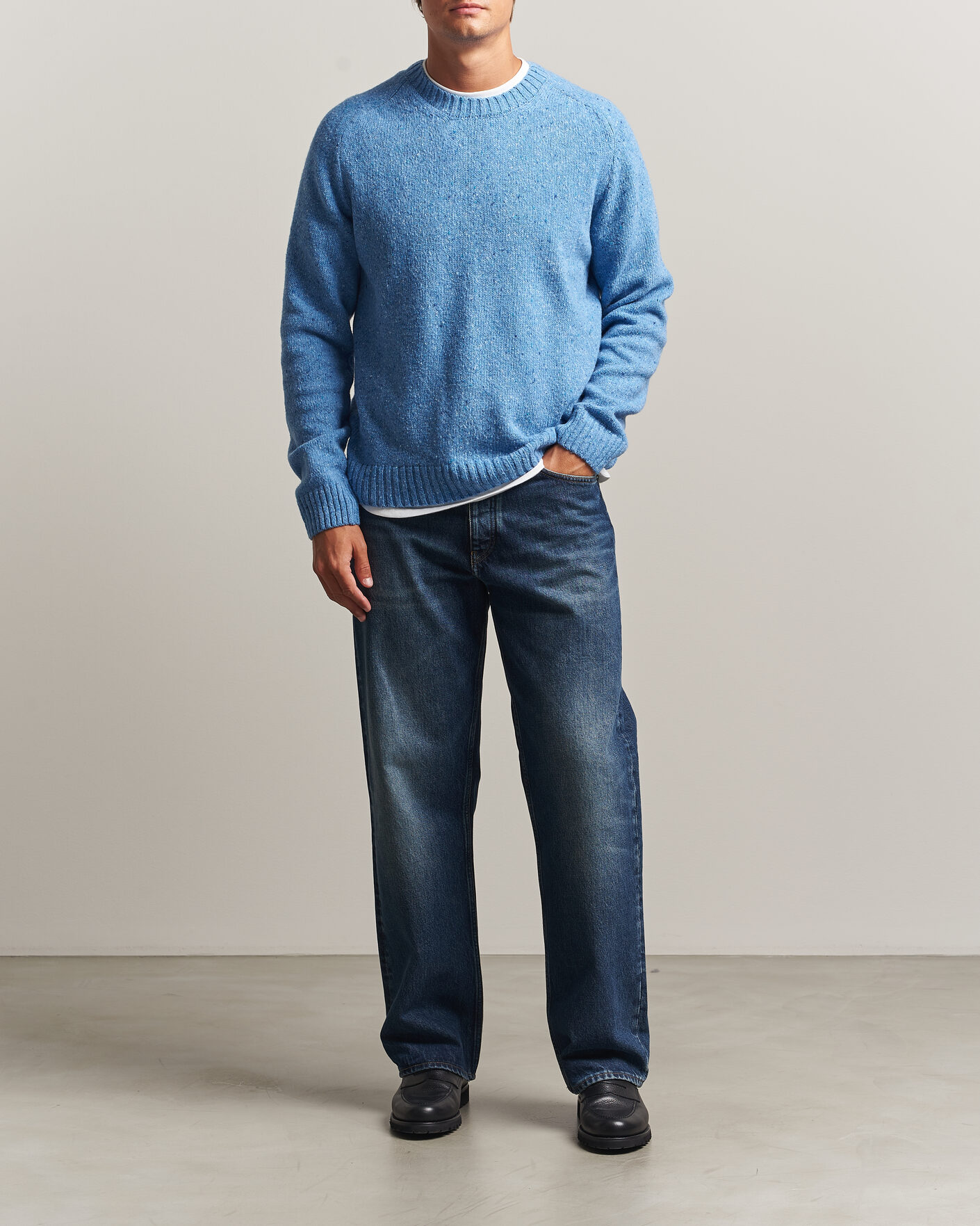 Herr | Tröjor | Samsøe Samsøe | Nate Donegal Wool Knitted Striped Sweater Cyaneus