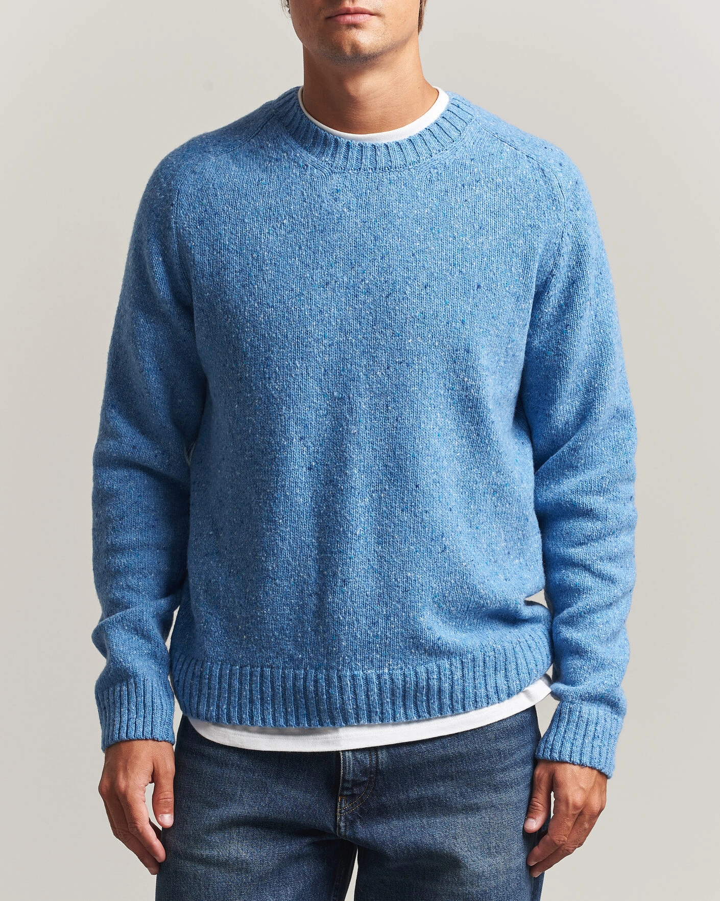 Herr | Tröjor | Samsøe Samsøe | Nate Donegal Wool Knitted Striped Sweater Cyaneus