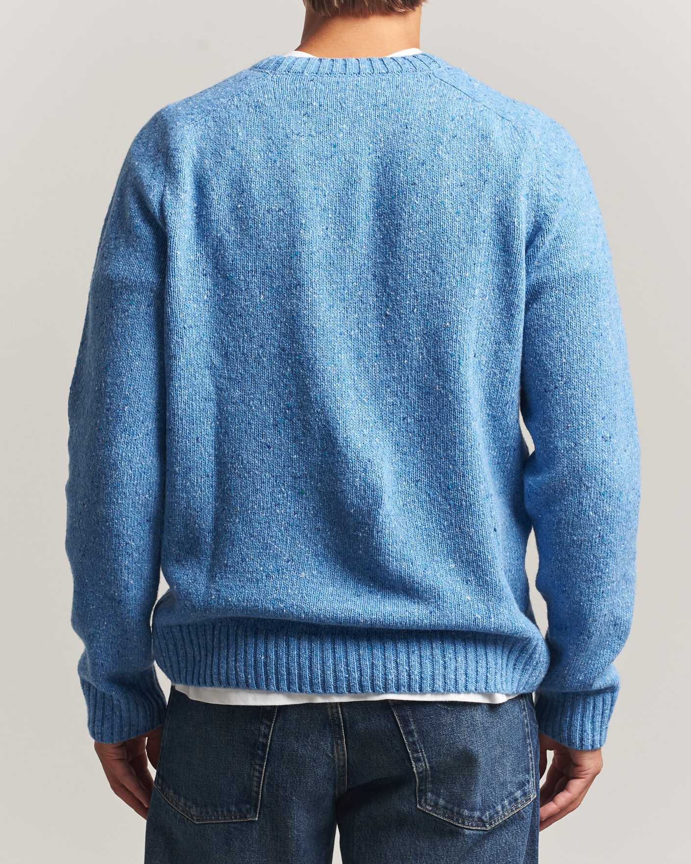 Herr | Tröjor | Samsøe Samsøe | Nate Donegal Wool Knitted Striped Sweater Cyaneus