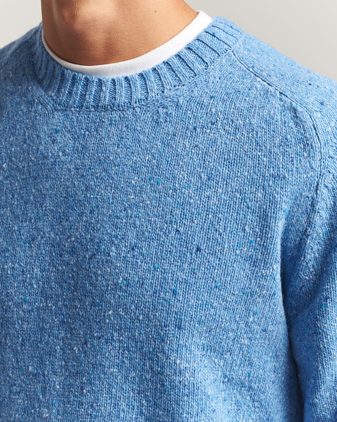 Herr | Tröjor | Samsøe Samsøe | Nate Donegal Wool Knitted Striped Sweater Cyaneus