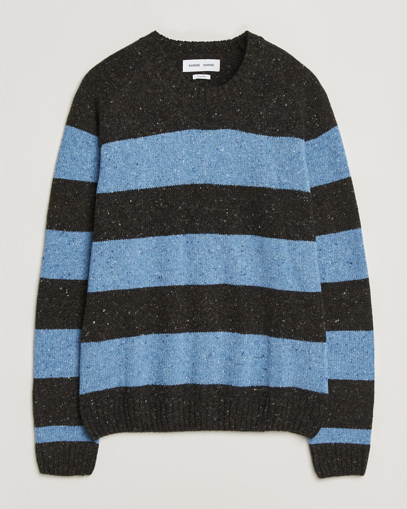 Herr | Tröjor | Samsøe Samsøe | Nate Donegal Wool Knitted Striped Sweater Brown/Blue