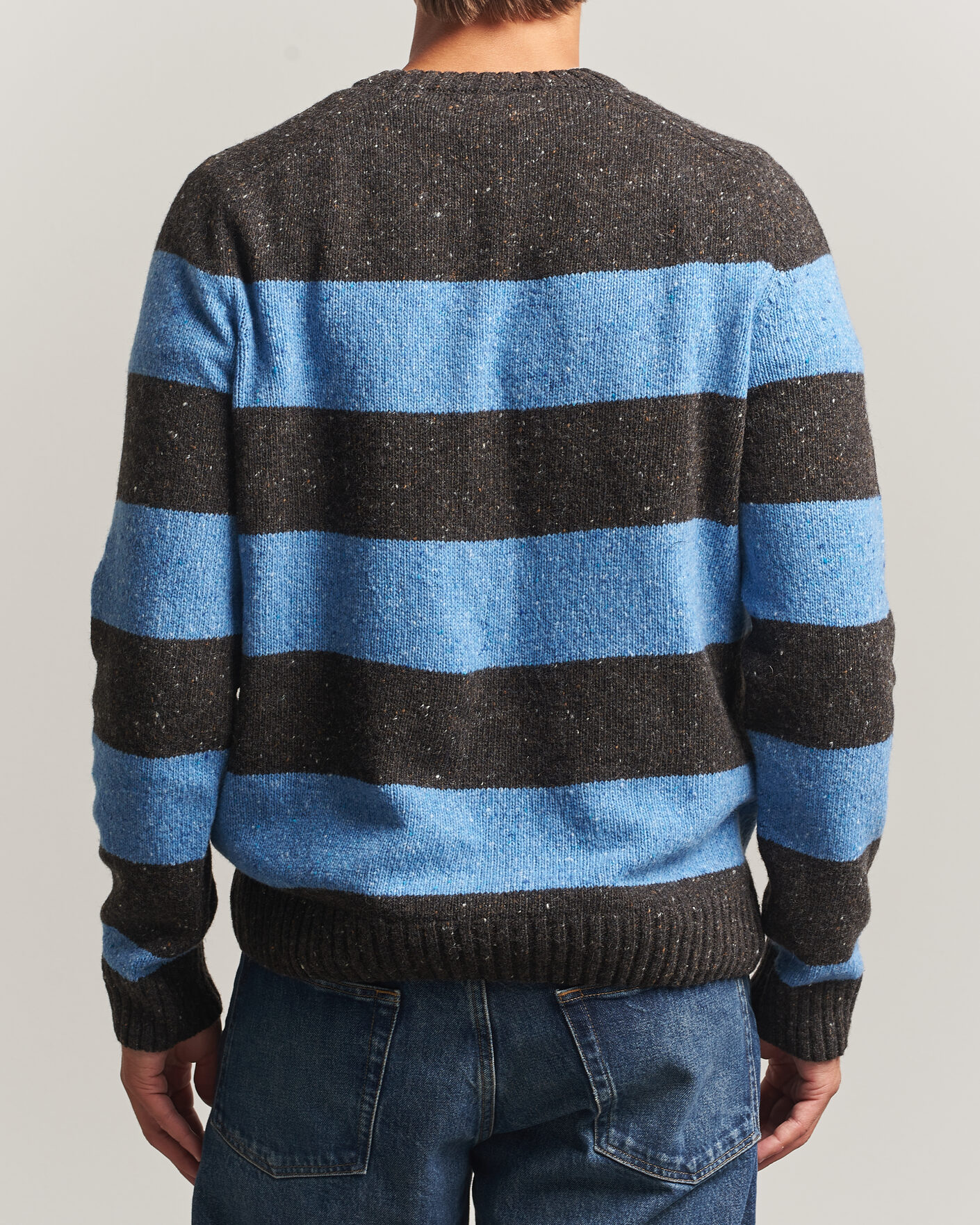 Herr | Tröjor | Samsøe Samsøe | Nate Donegal Wool Knitted Striped Sweater Brown/Blue
