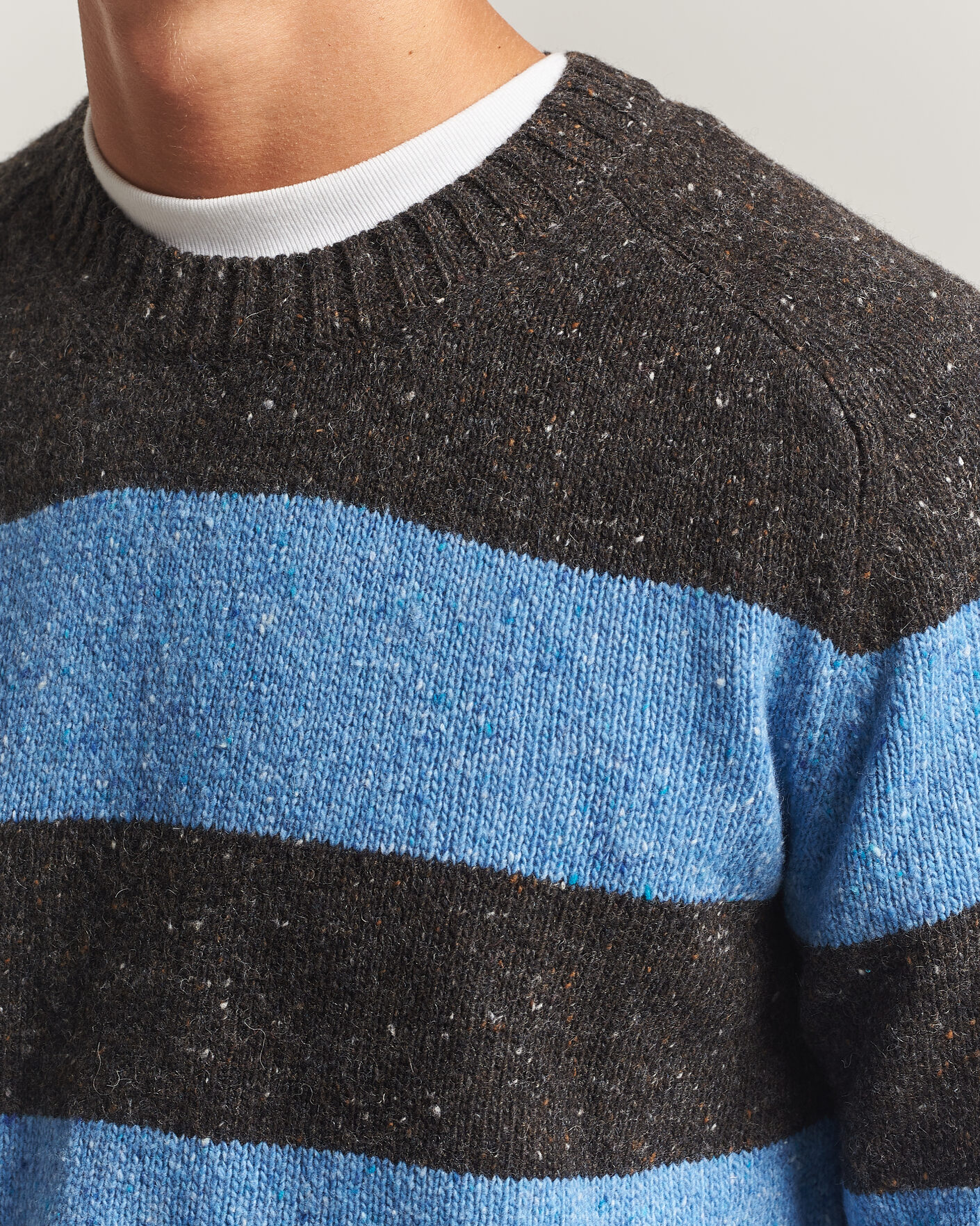 Herr | Tröjor | Samsøe Samsøe | Nate Donegal Wool Knitted Striped Sweater Brown/Blue