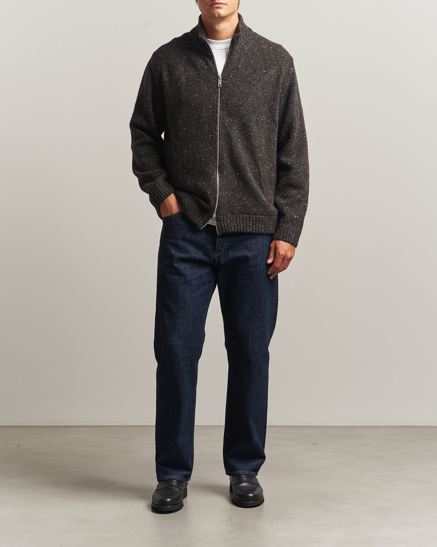 Herr | Tröjor | Samsøe Samsøe | Nate Donegal Wool Knitted Full Zip Delicioso