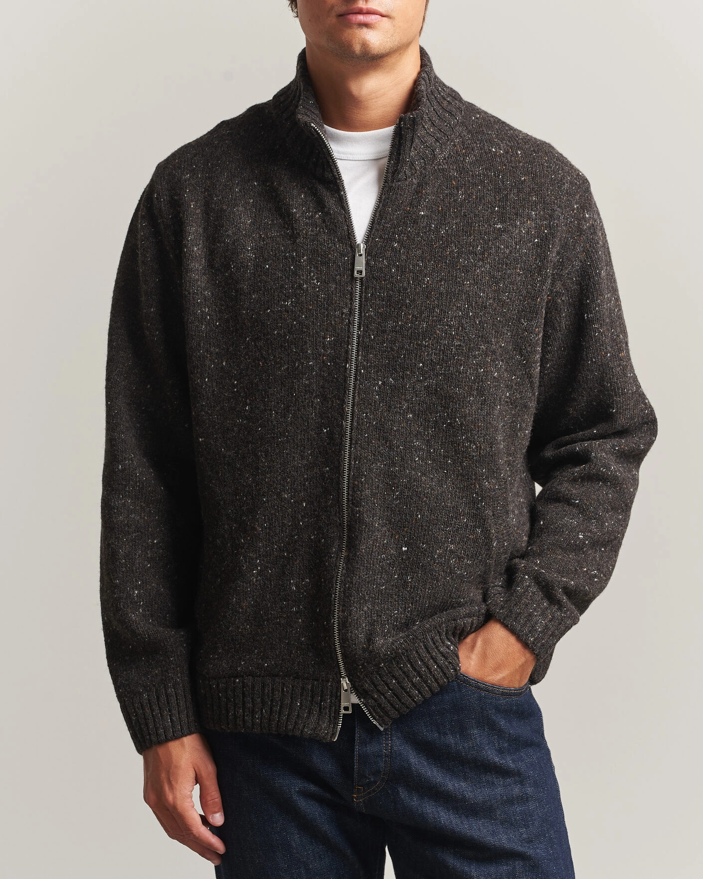 Herr | Tröjor | Samsøe Samsøe | Nate Donegal Wool Knitted Full Zip Delicioso