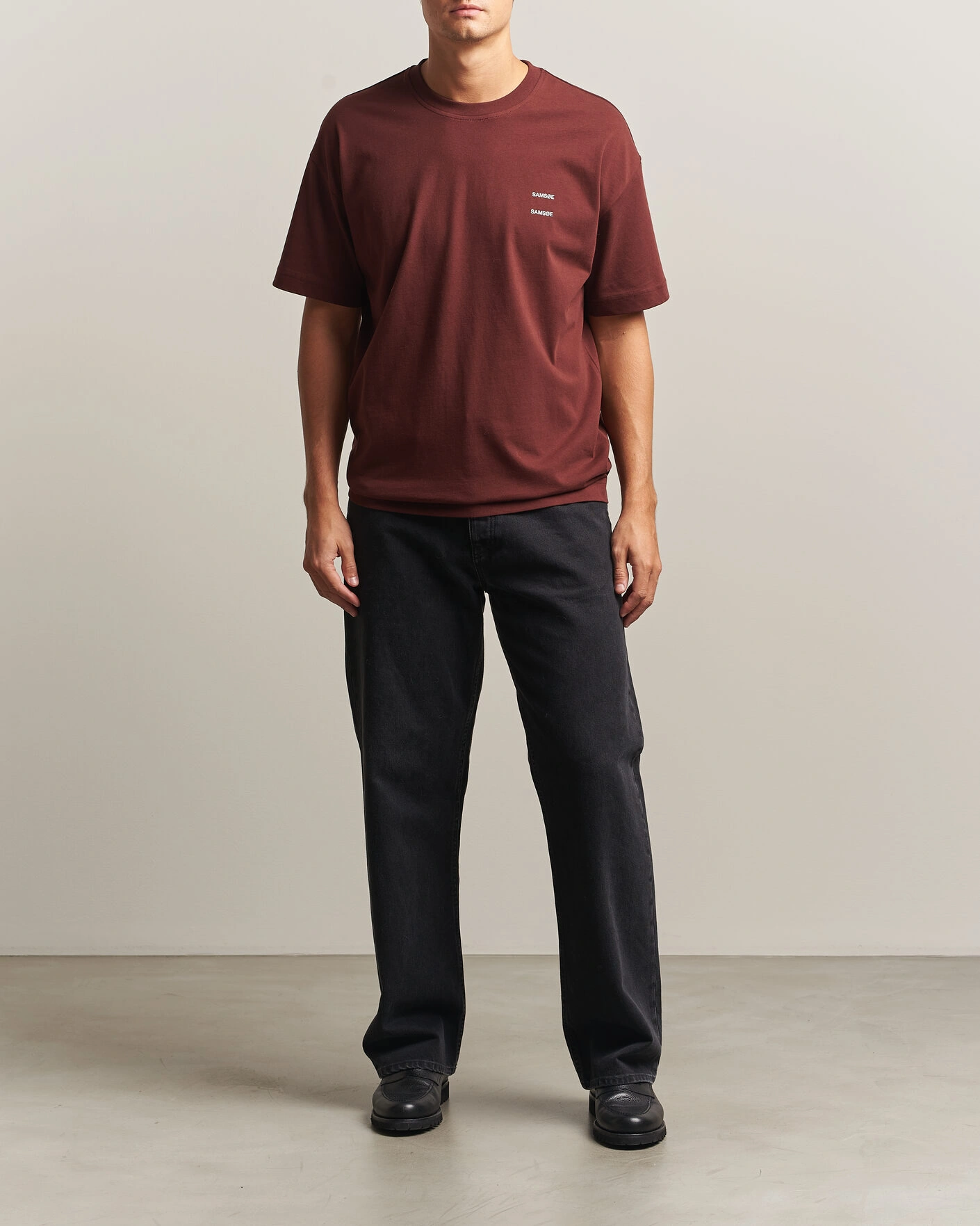 Herr | T-Shirts | Samsøe Samsøe | Joel Organic Cotton T-Shirt Bitter Chocolate