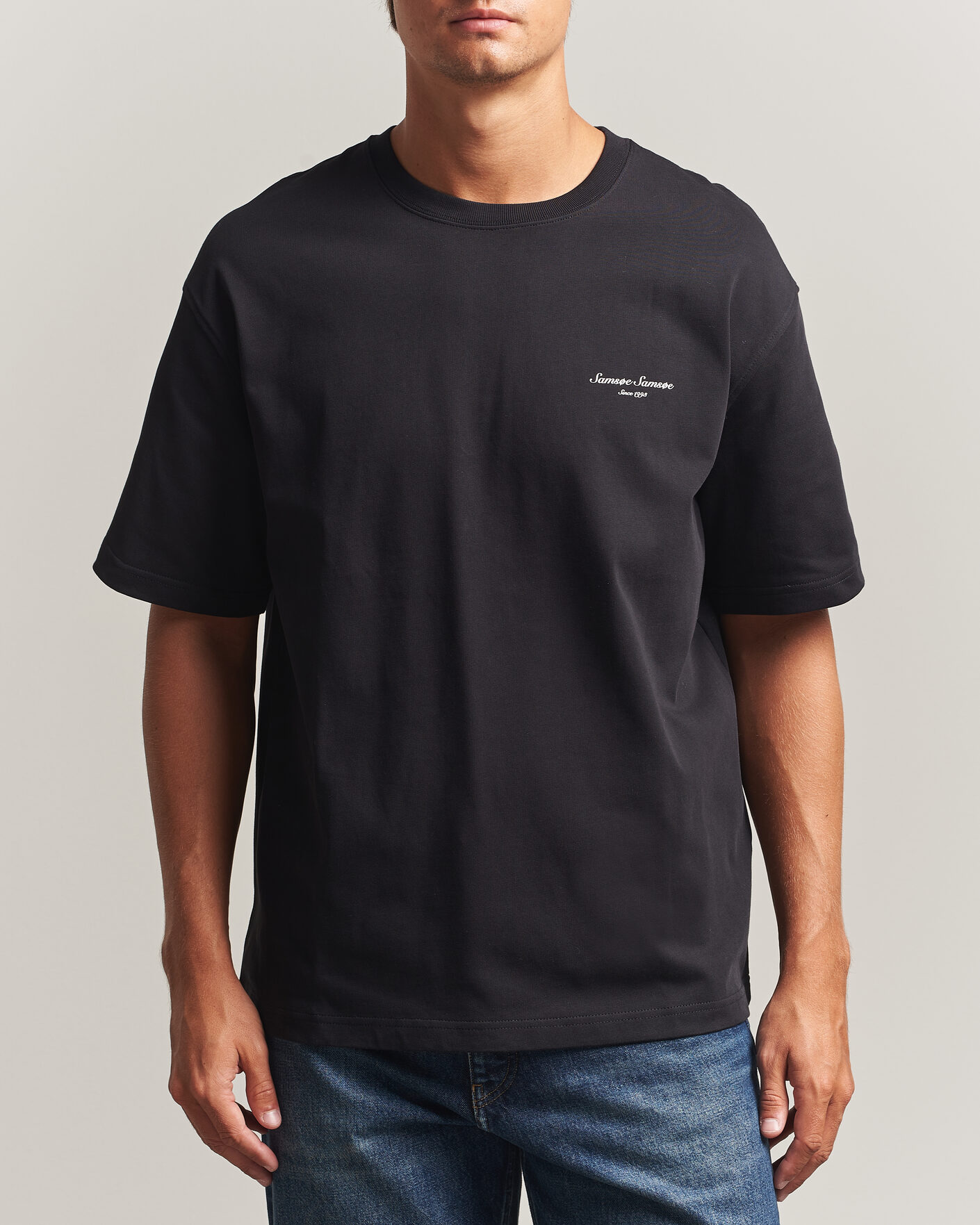 Herr | T-Shirts | Samsøe Samsøe | Uni Printed Crew Neck T-Shirt Black Building