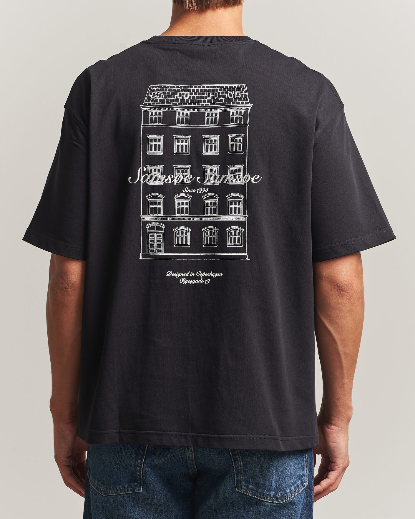 Herr | T-Shirts | Samsøe Samsøe | Uni Printed Crew Neck T-Shirt Black Building