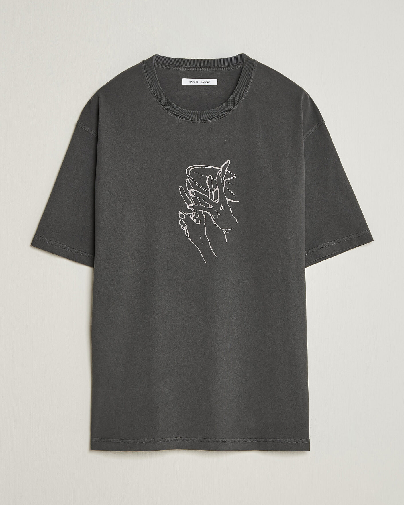 Herr | T-Shirts | Samsøe Samsøe | Giles Printed Crew Neck T-Shirt Black Lines