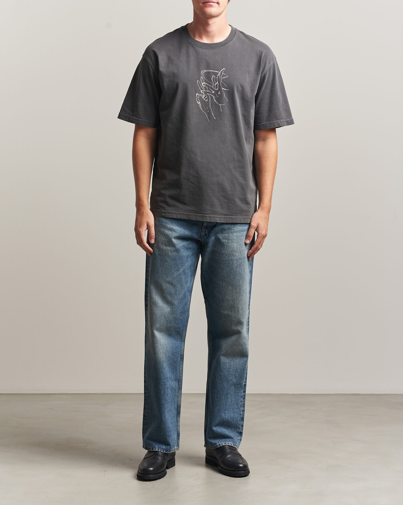 Herr | T-Shirts | Samsøe Samsøe | Giles Printed Crew Neck T-Shirt Black Lines