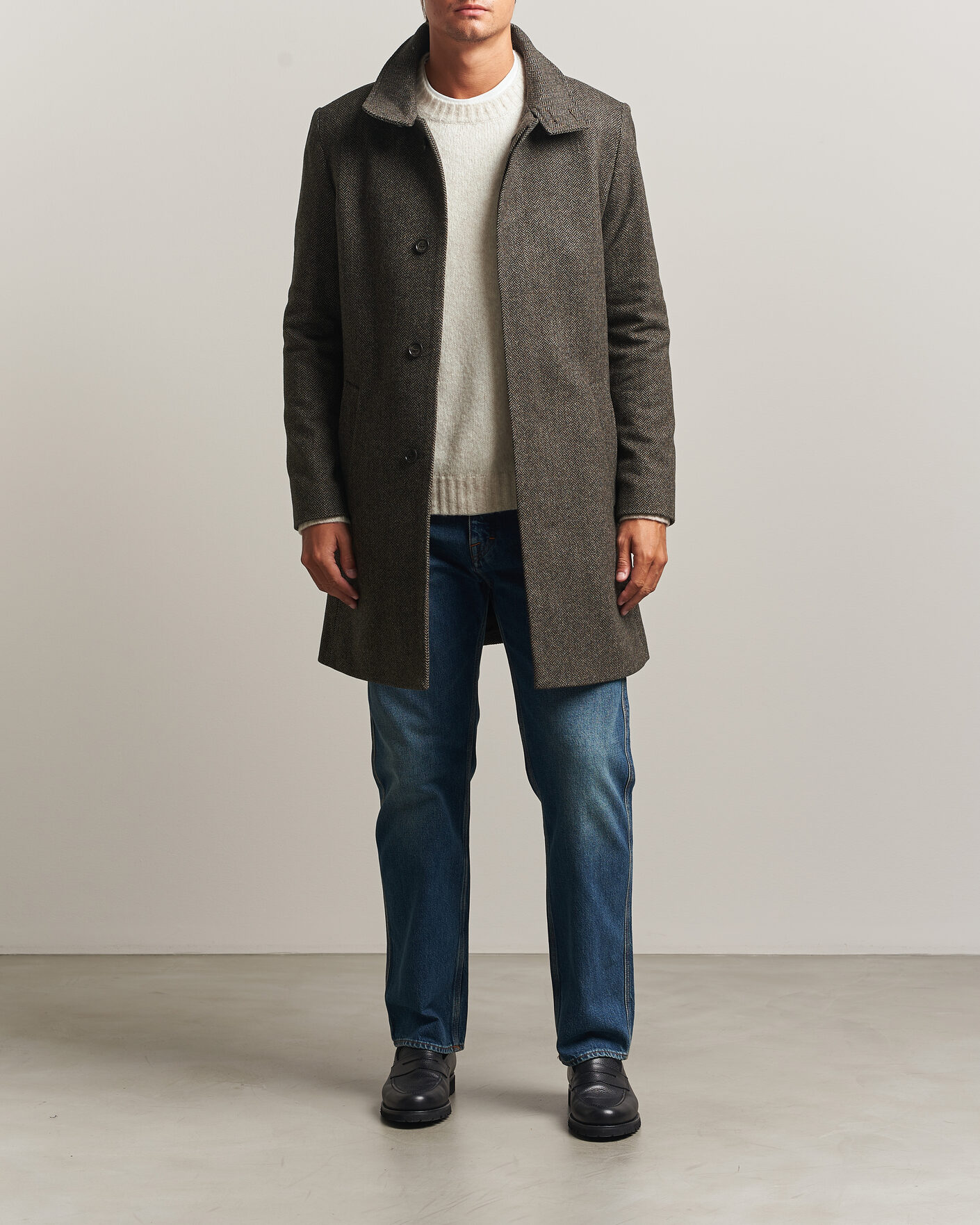 Herr | Jackor | Tiger of Sweden | Aleric Wool Herringbone Coat Brown