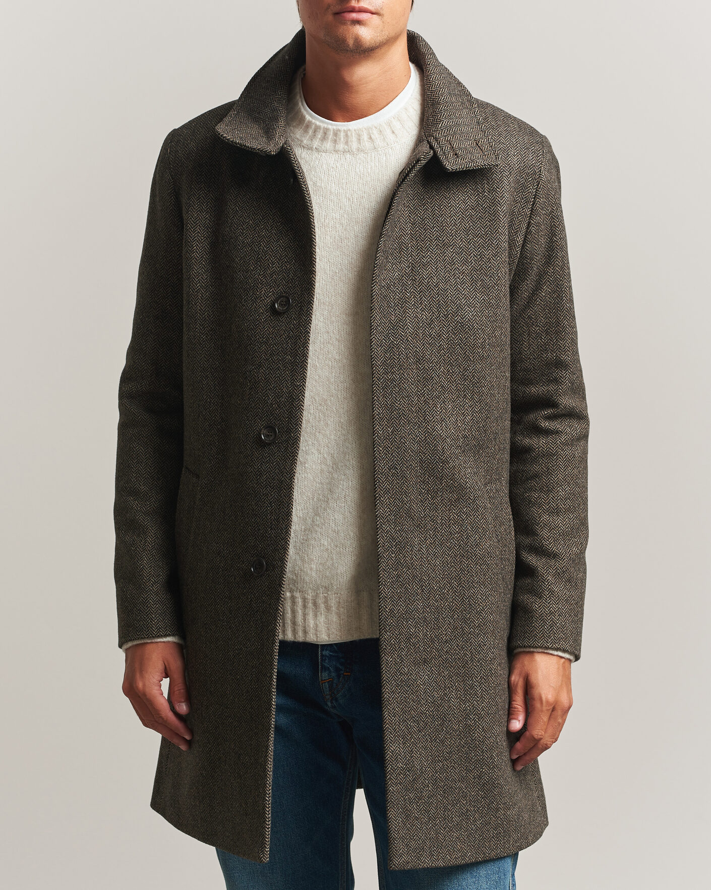 Herr | Jackor | Tiger of Sweden | Aleric Wool Herringbone Coat Brown
