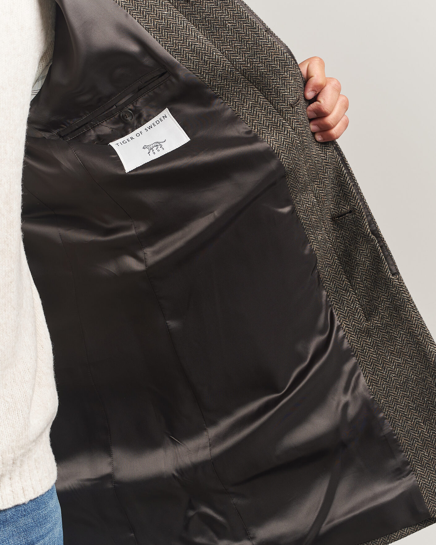 Herr | Jackor | Tiger of Sweden | Aleric Wool Herringbone Coat Brown