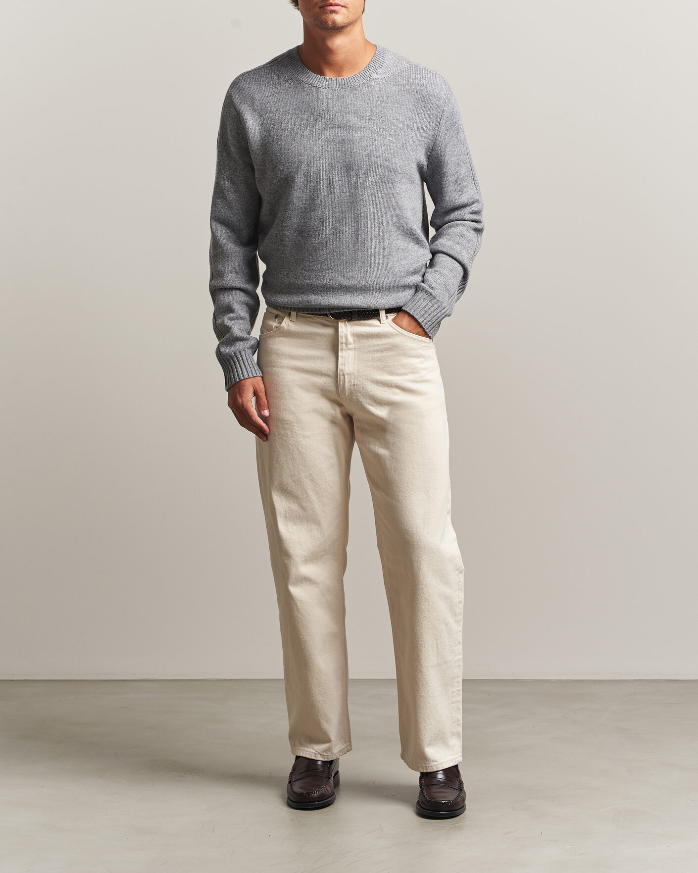 Herr | Tröjor | Tiger of Sweden | Wilfred Wool/Cashmere Sweater Light Grey Melange